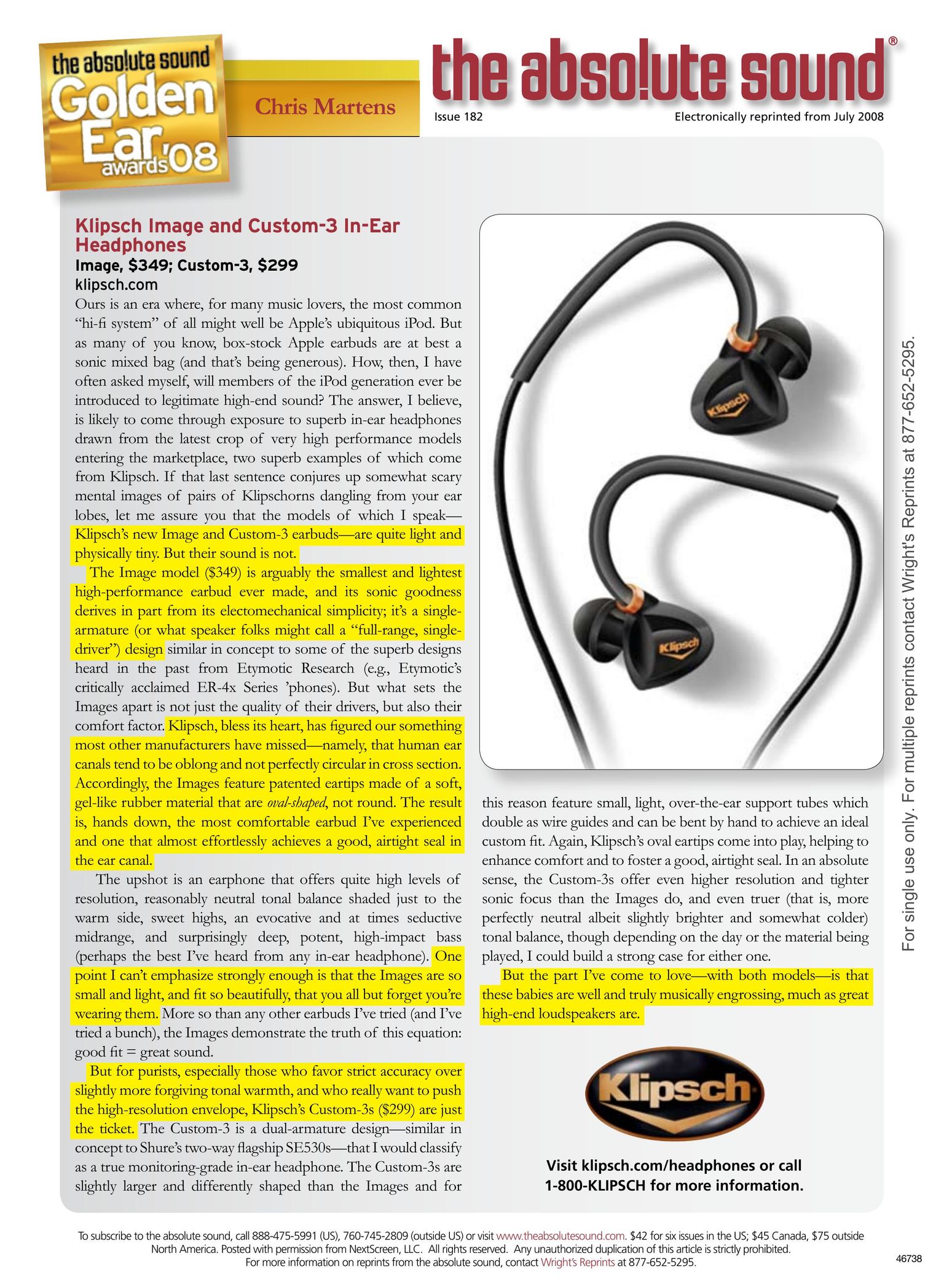 Klipsch $299 Headphones User Manual