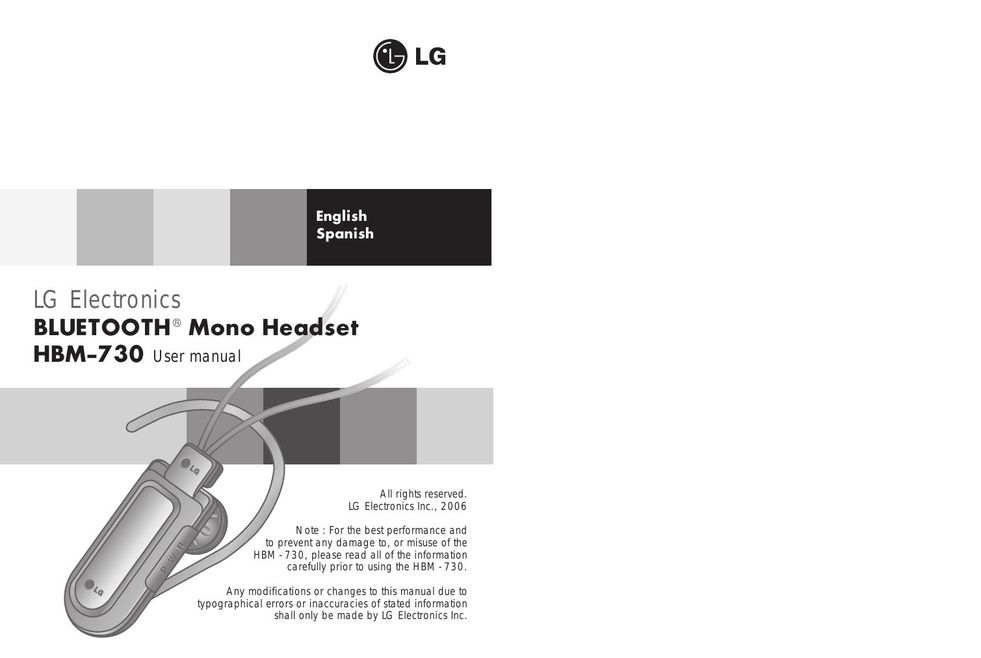 LG Electronics HBM-730 Headphones User Manual