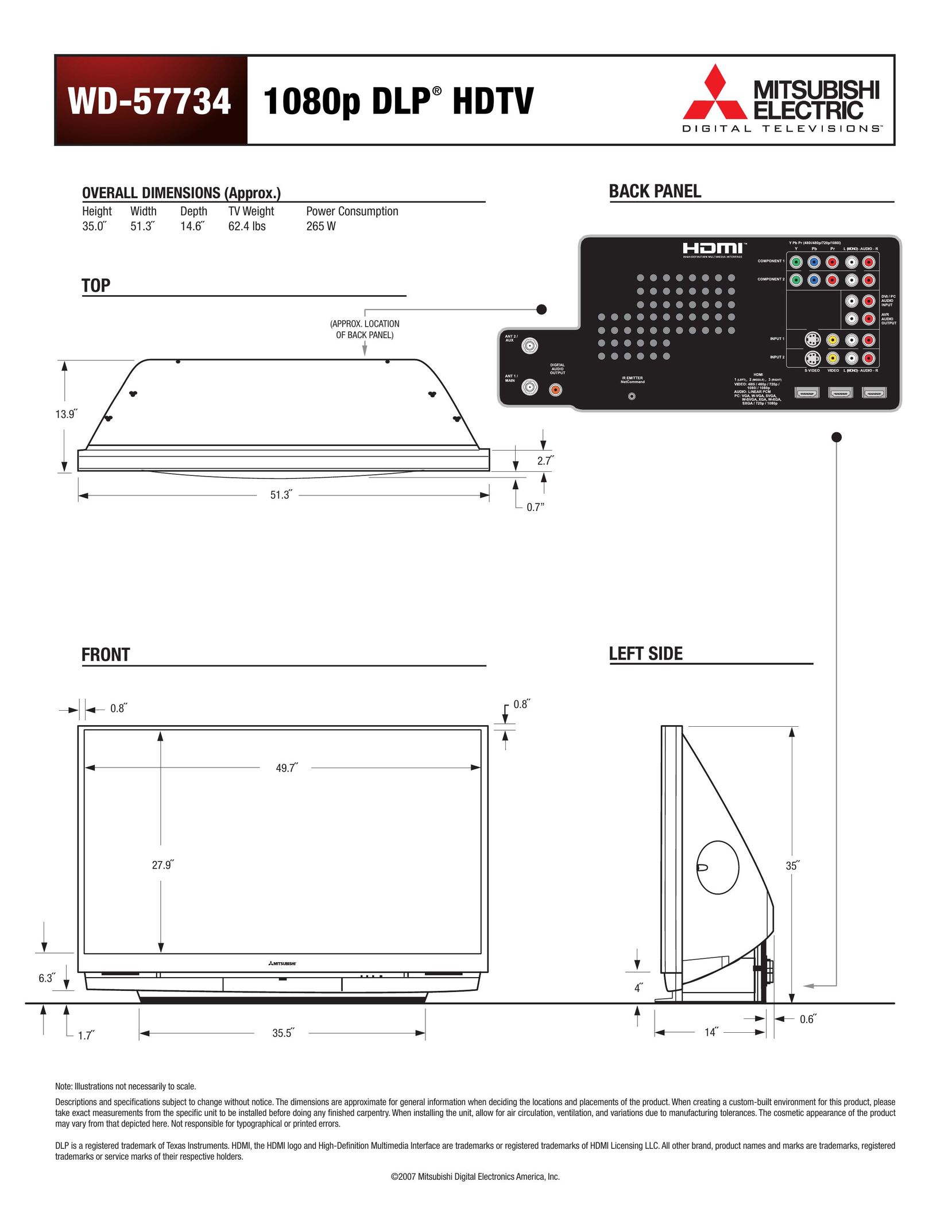 Mitsubishi Electronics WD-57734 Headphones User Manual