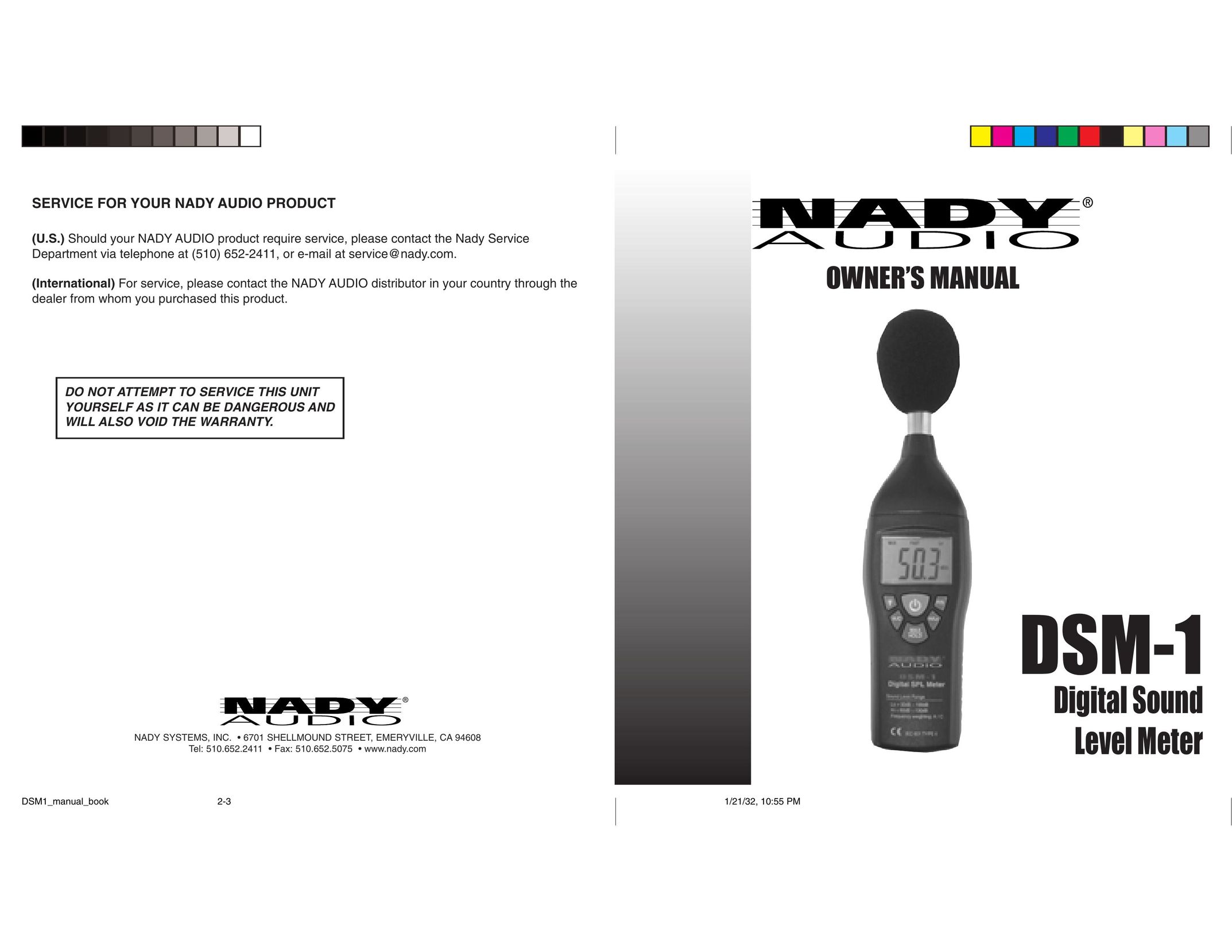 Nady Systems Digital Sound Level Meter DSM-1 Headphones User Manual