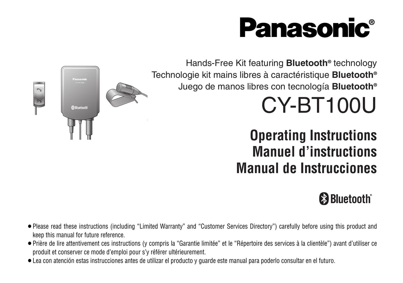 Panasonic CY-BT100U Headphones User Manual