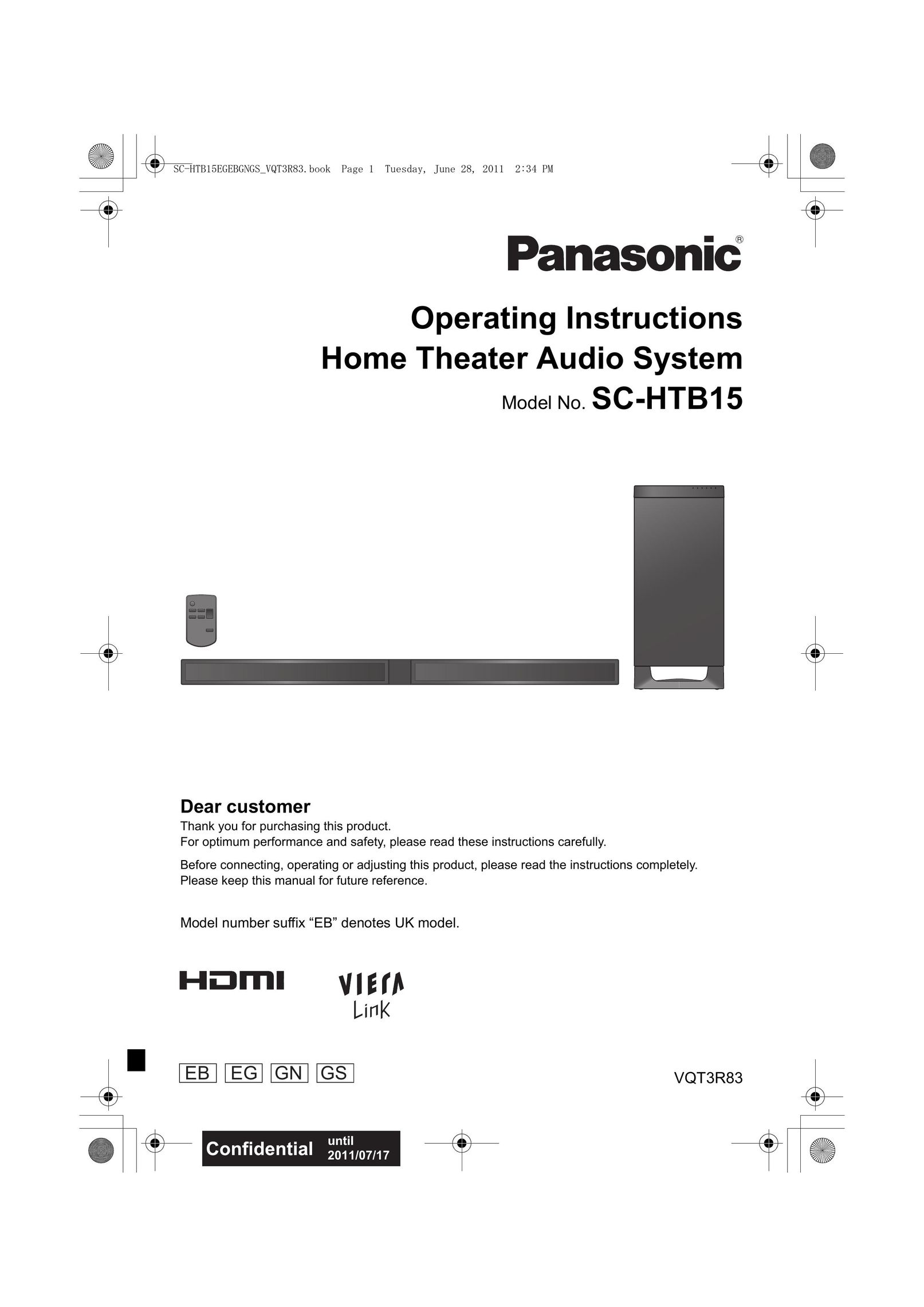 Panasonic SC-HTB15 Headphones User Manual