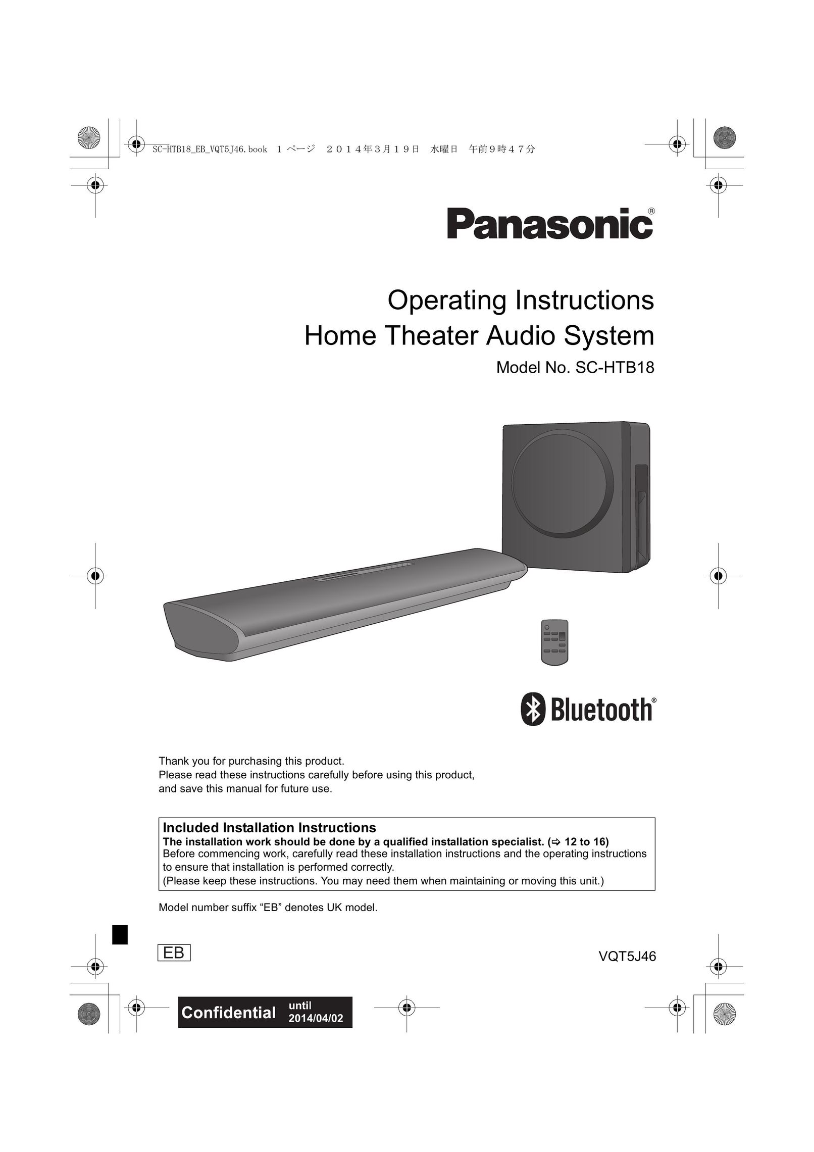 Panasonic SC-HTB18 Headphones User Manual