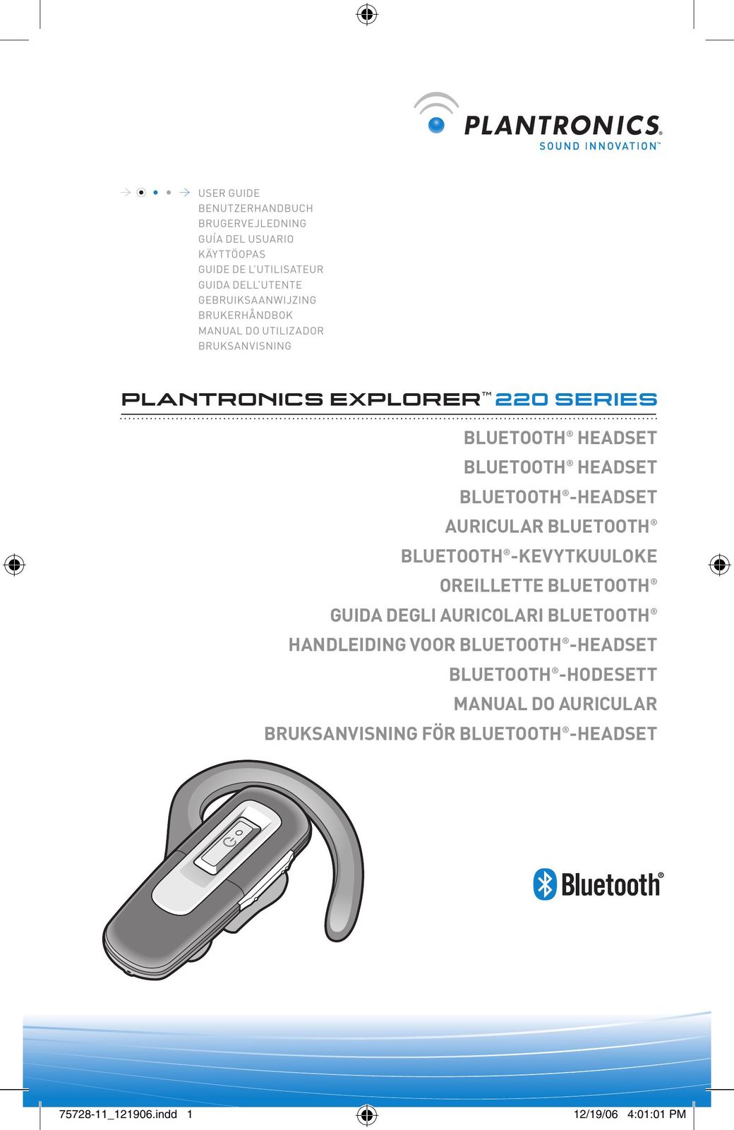 Plantronics 220 SERIES Headphones User Manual