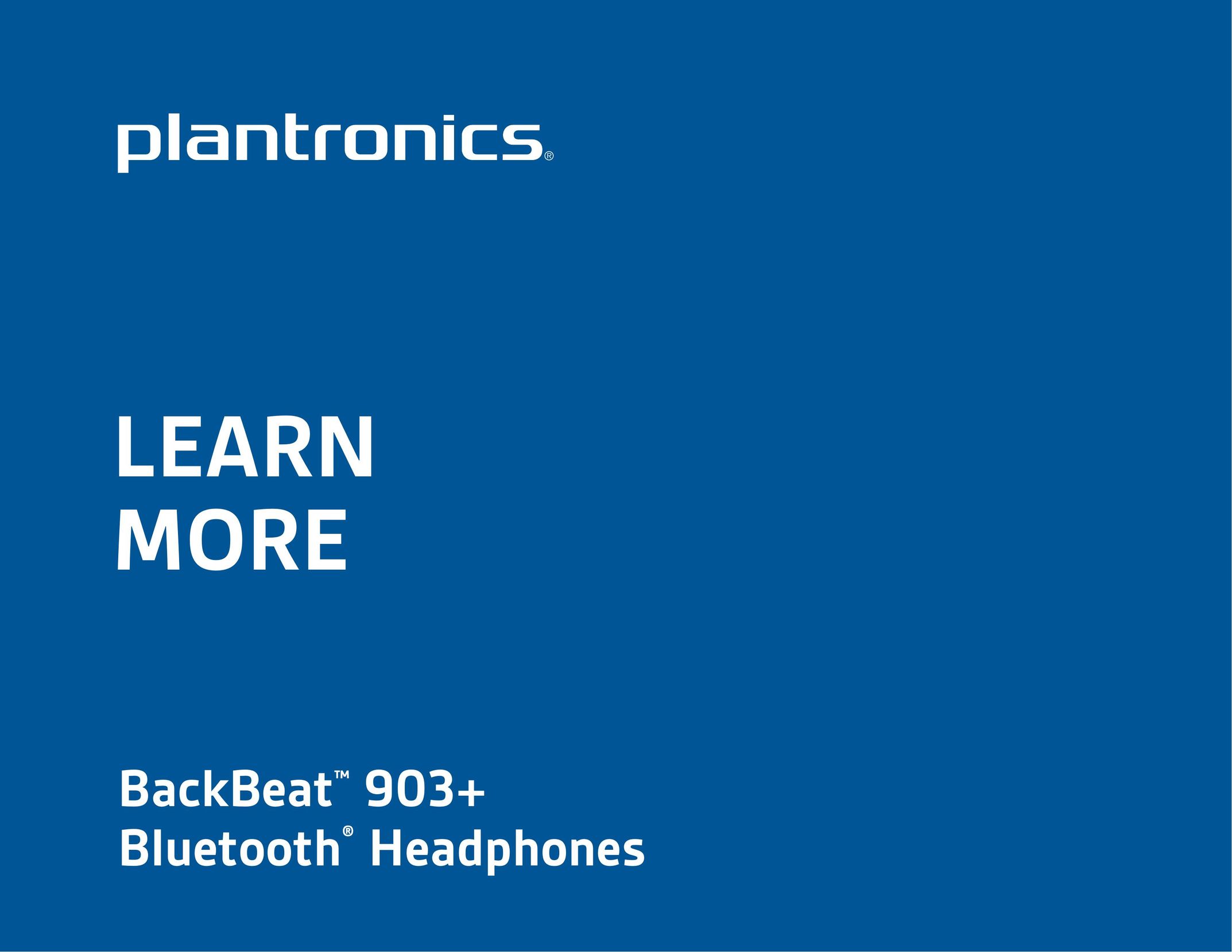 Plantronics BackBeat 903+ Headphones User Manual
