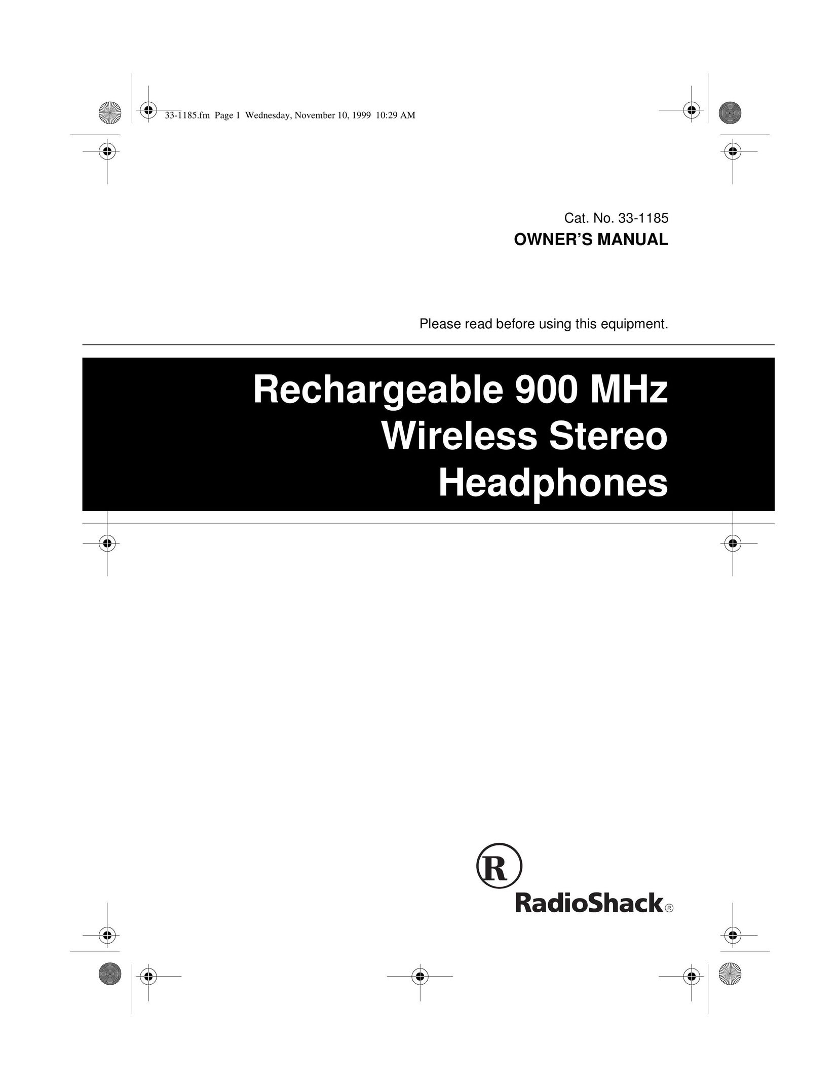 Radio Shack 33-1185 Headphones User Manual