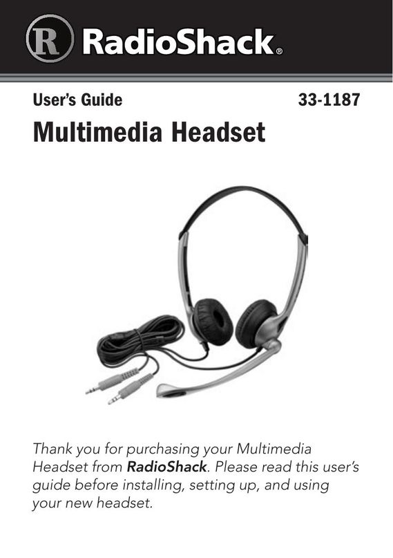 Radio Shack 33-1187 Headphones User Manual