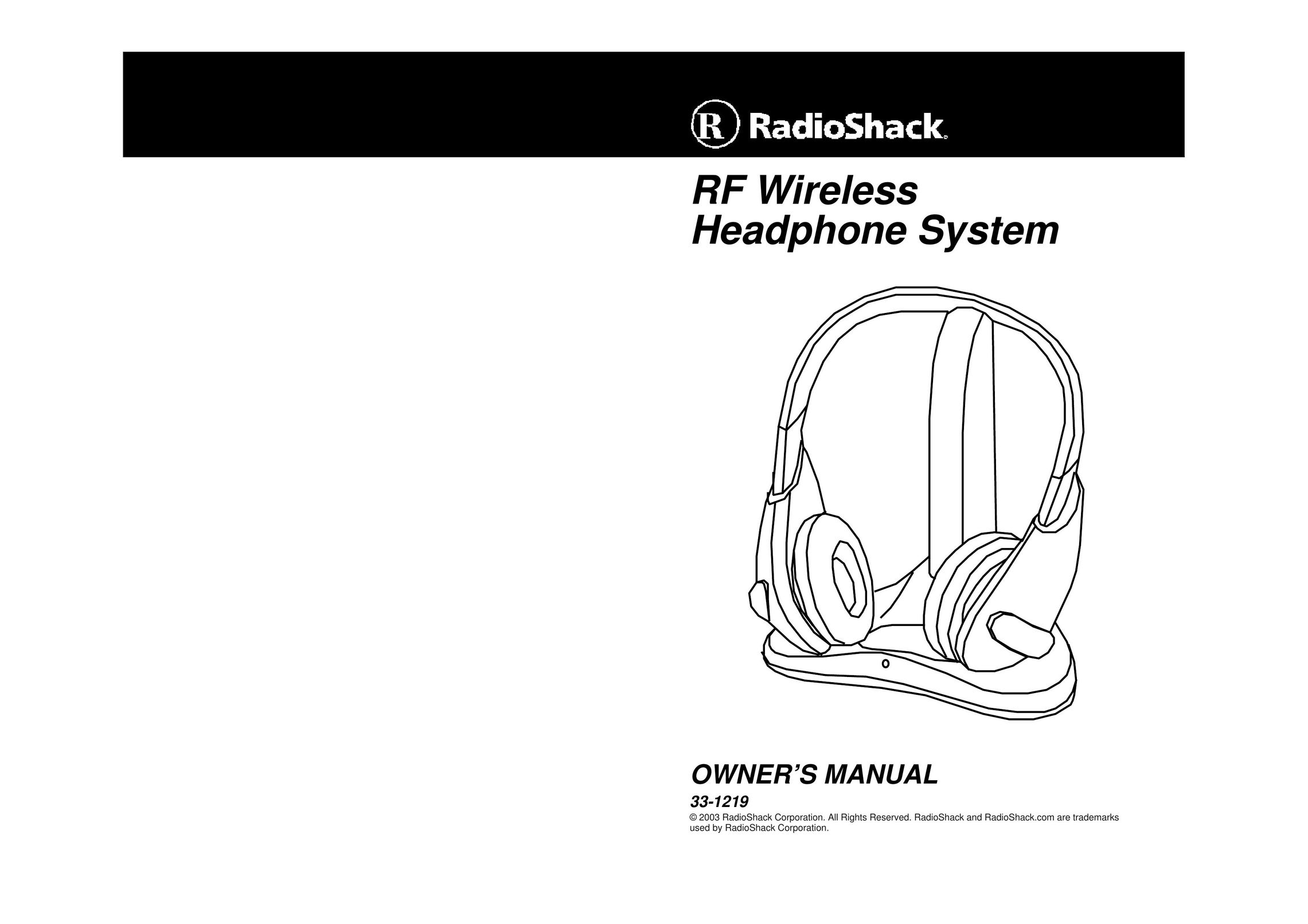 Radio Shack 33-1219 Headphones User Manual