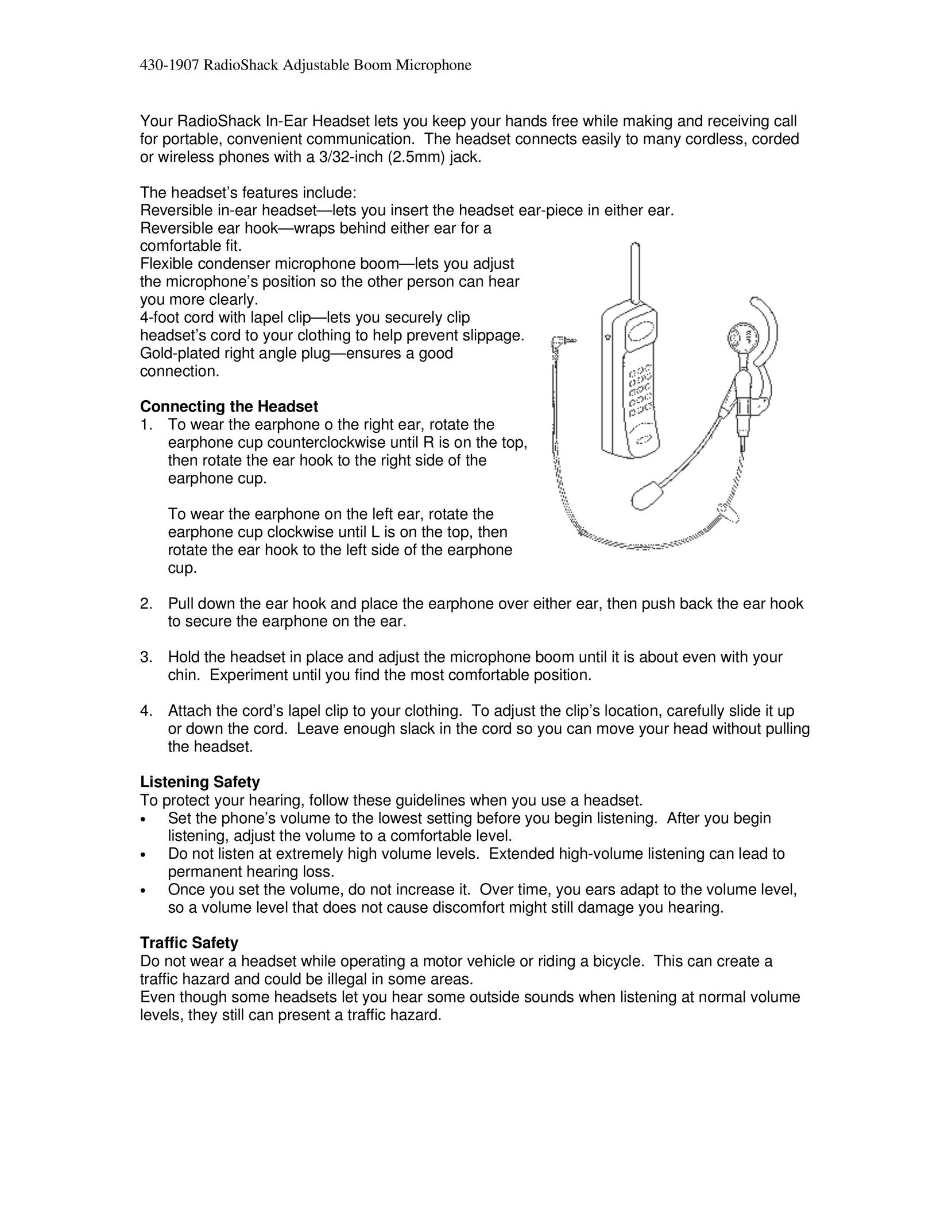 Radio Shack 430-1907 Headphones User Manual
