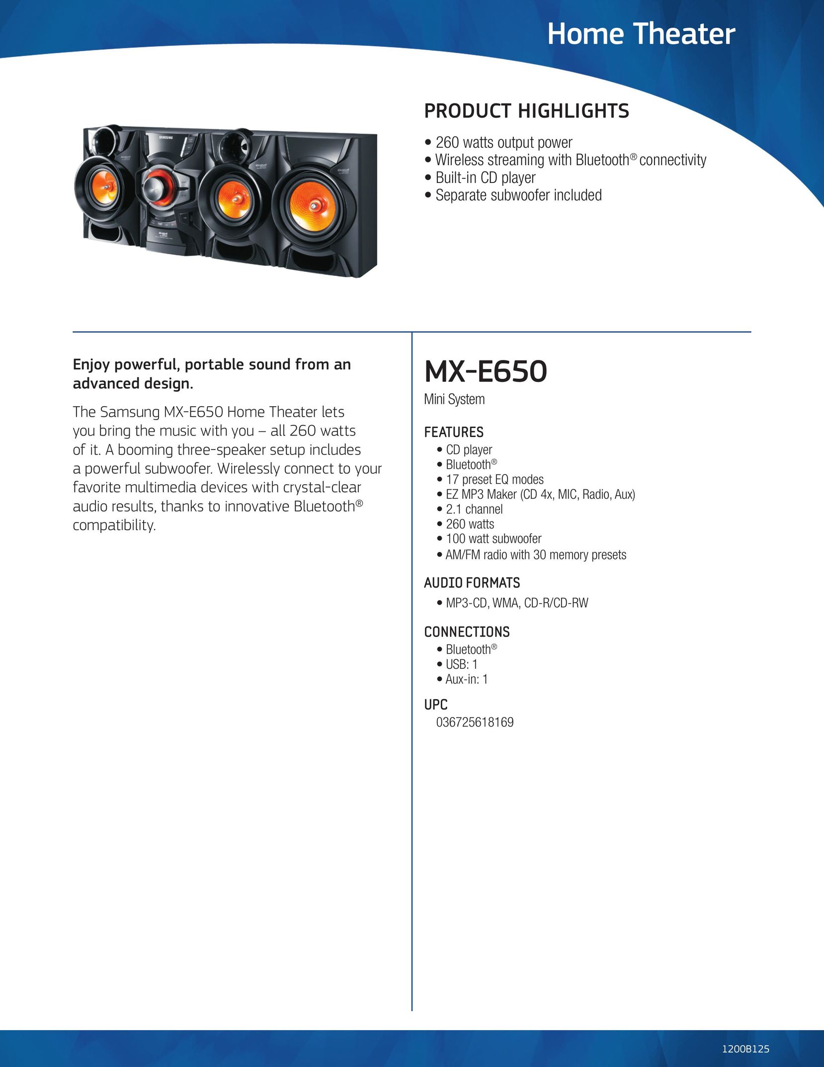 Samsung MX-E650 Headphones User Manual
