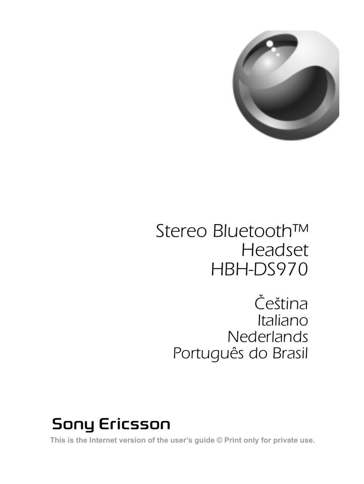 Sony Ericsson HBH-DS970 Headphones User Manual