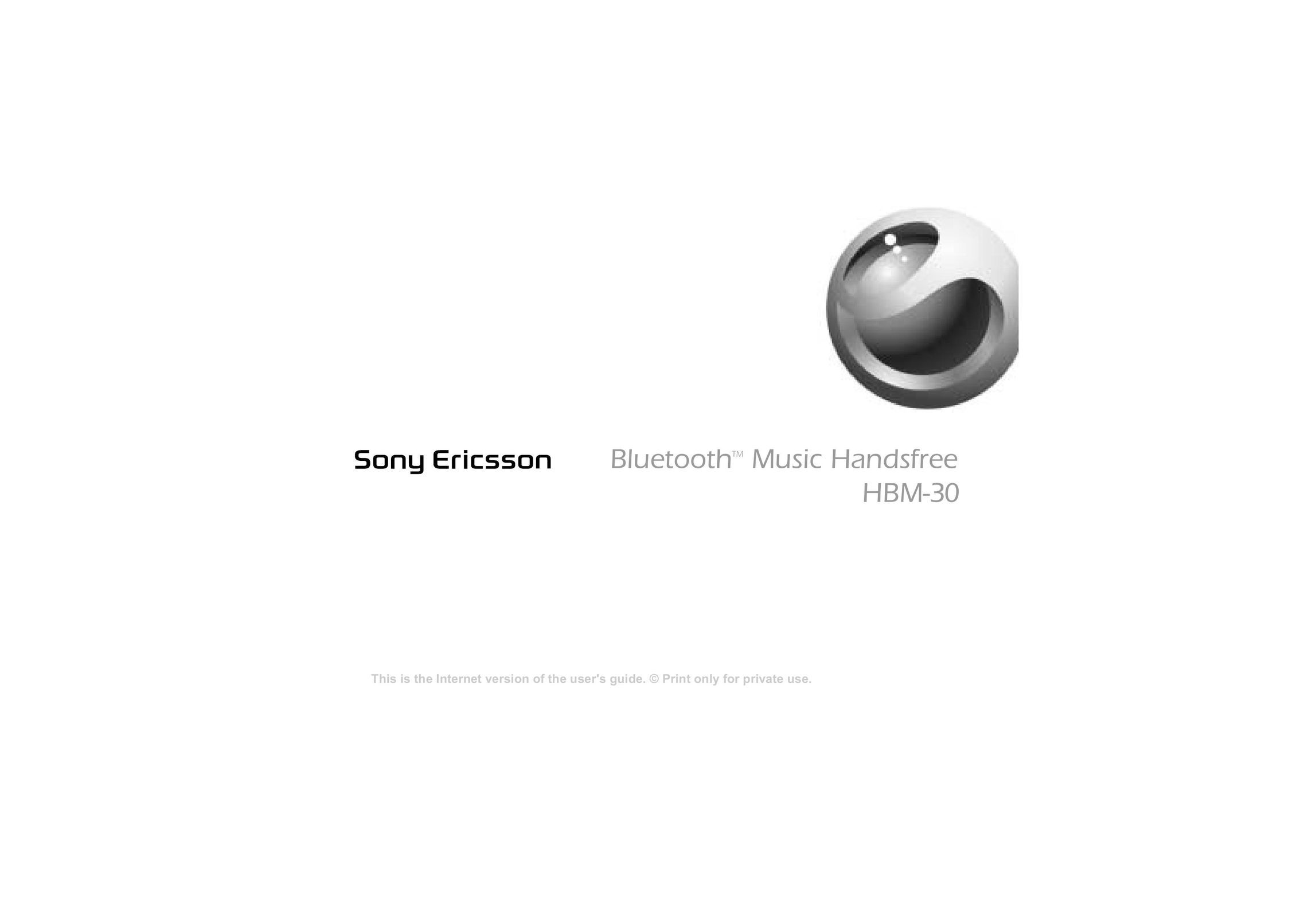 Sony Ericsson HBM-30 Headphones User Manual