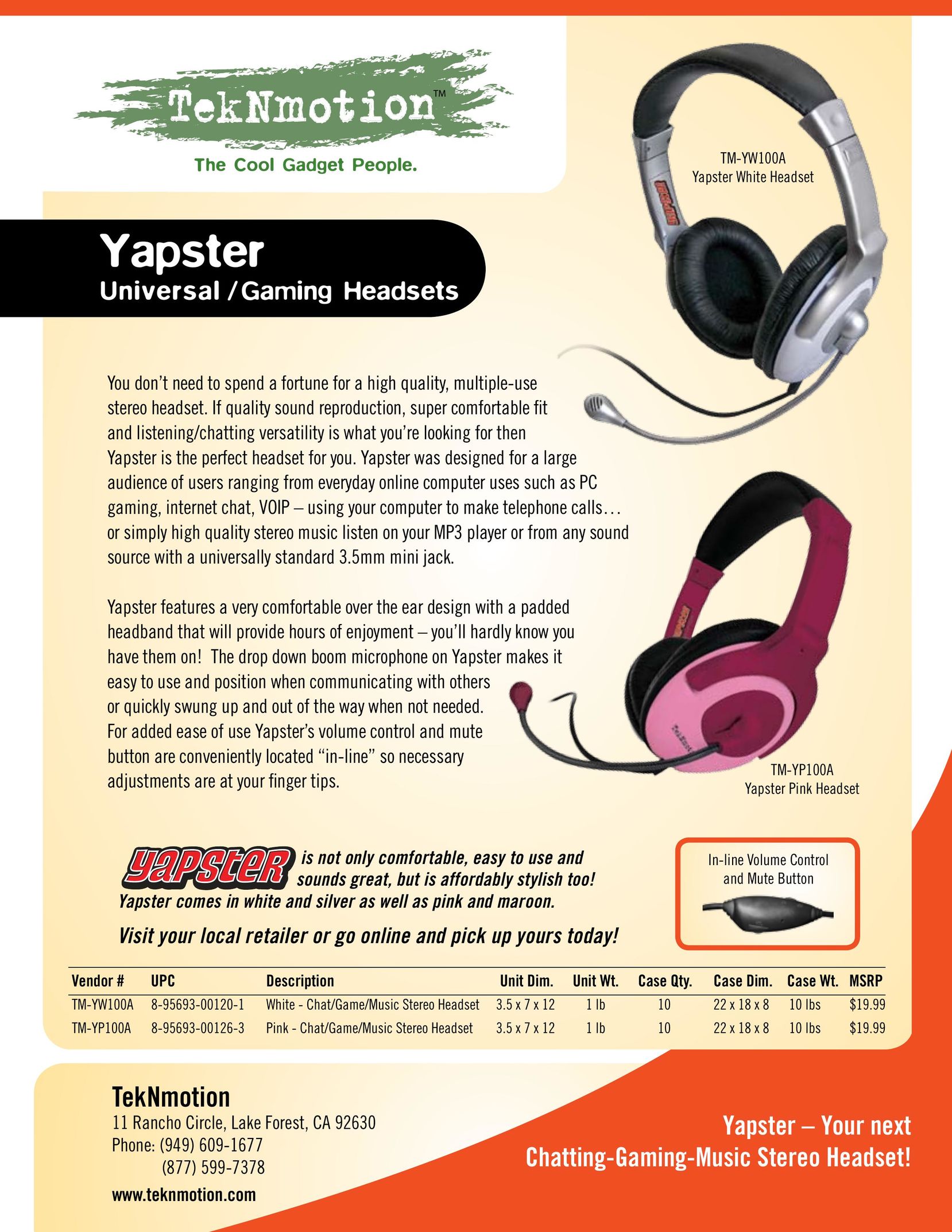 TekNmotion TM-YW100A Headphones User Manual