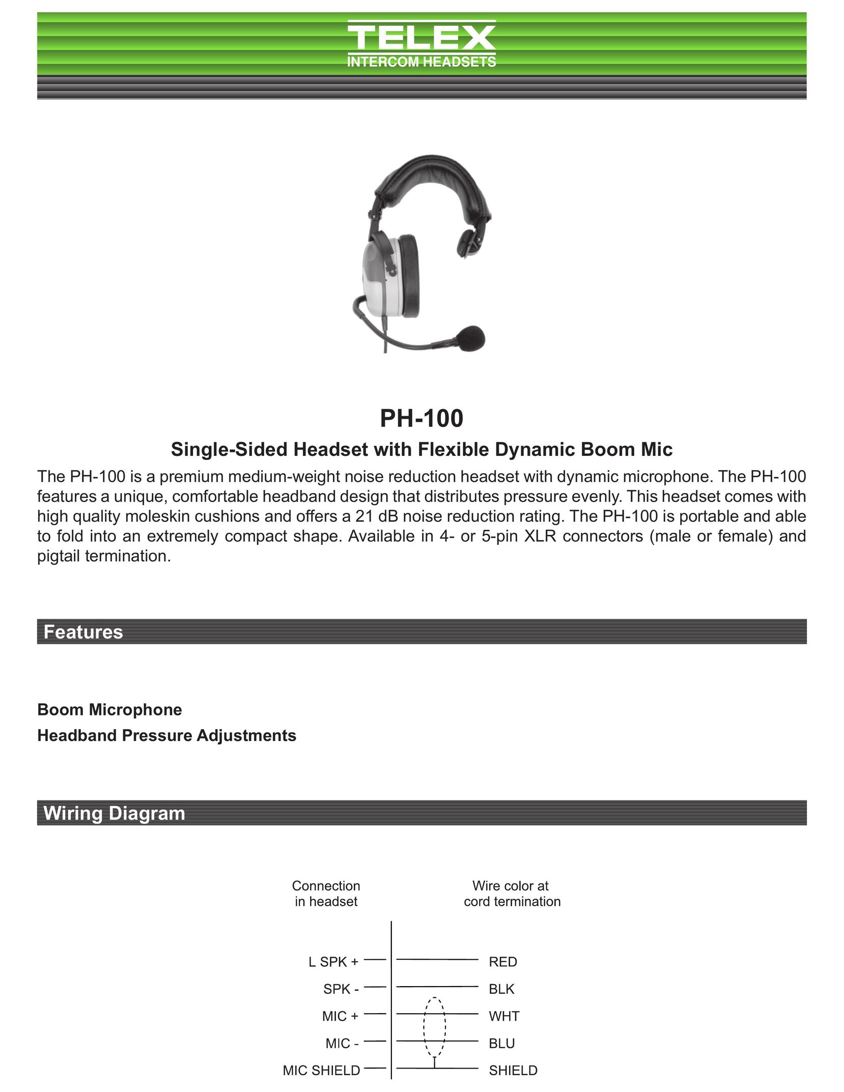 Telex PH-100 Headphones User Manual