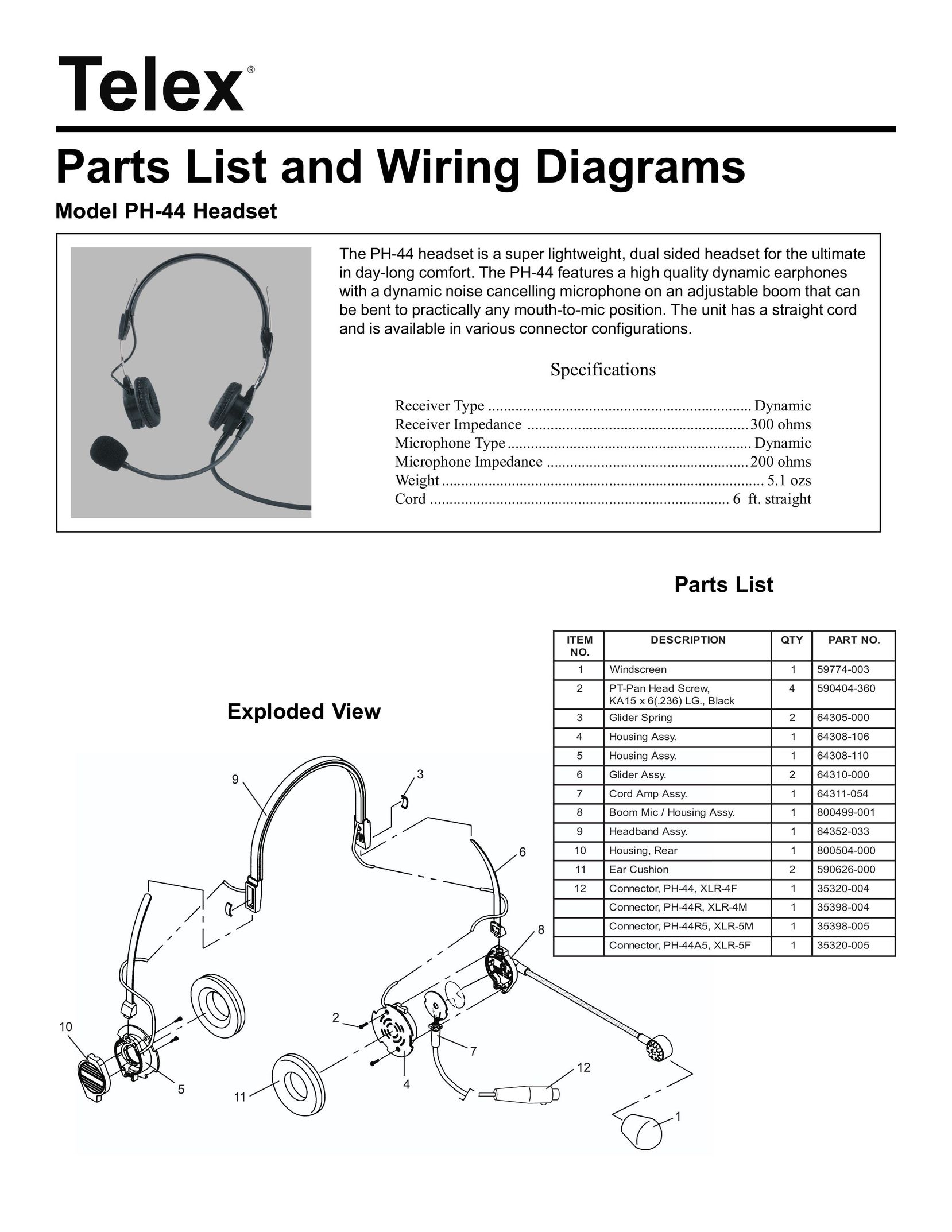 Telex PH-44 Headphones User Manual