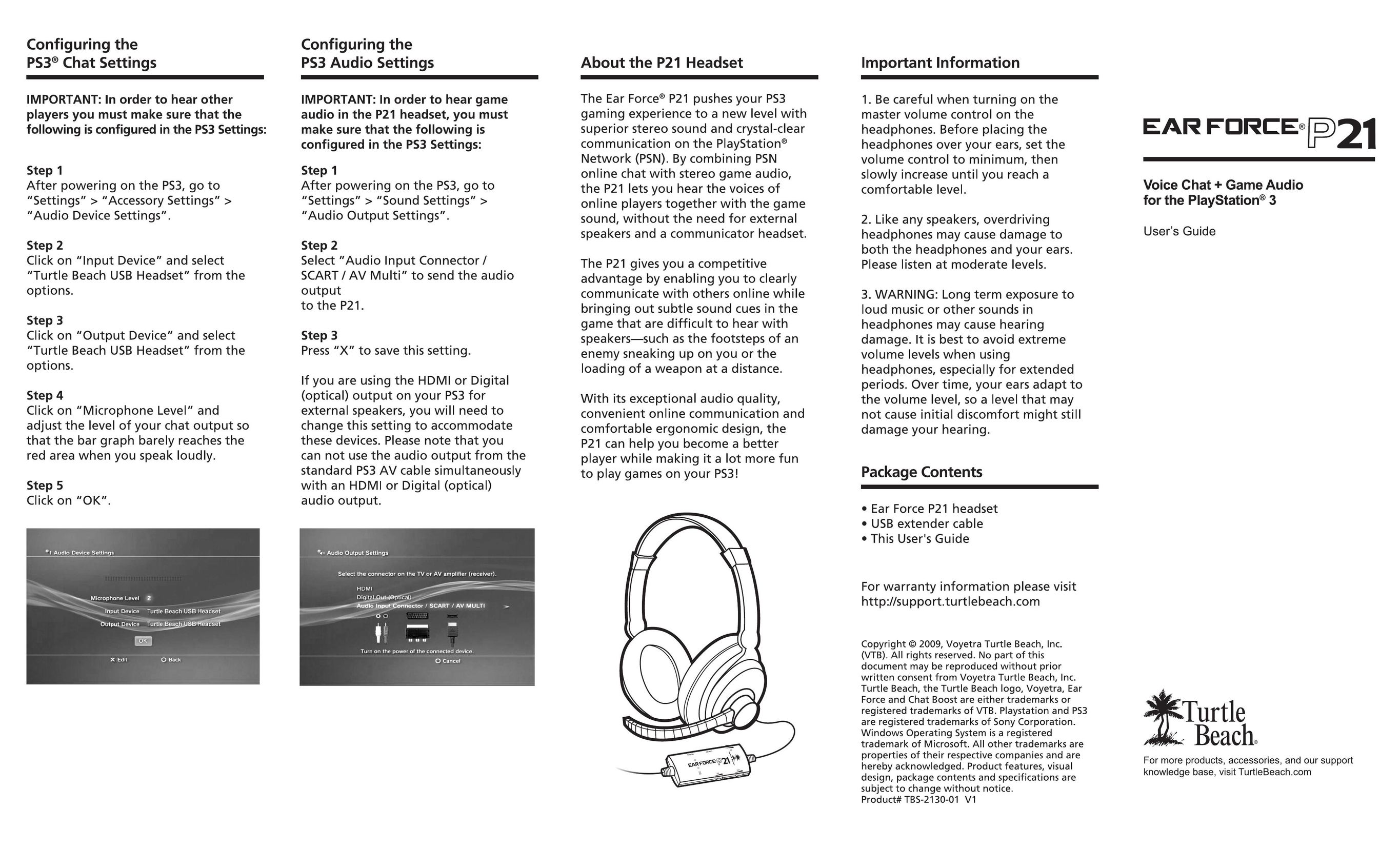 Turtle Beach P21 Headphones User Manual