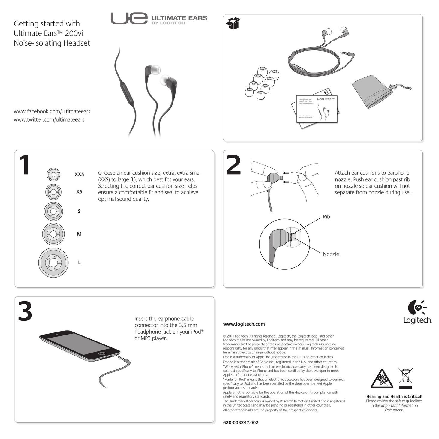 Ultimate Ears 200vi Headphones User Manual