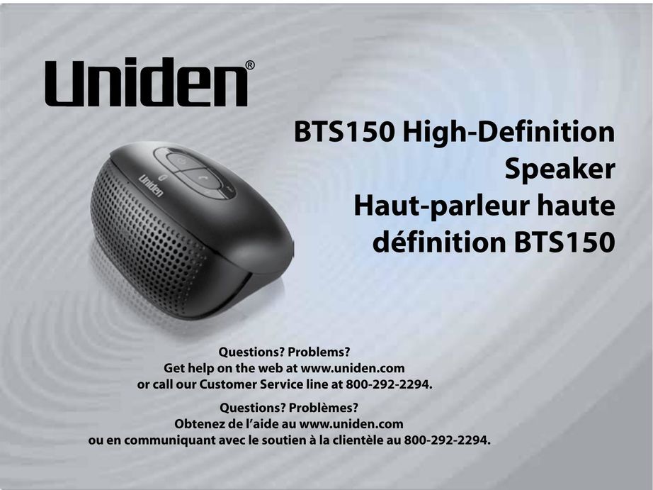 Uniden BTS150 Headphones User Manual