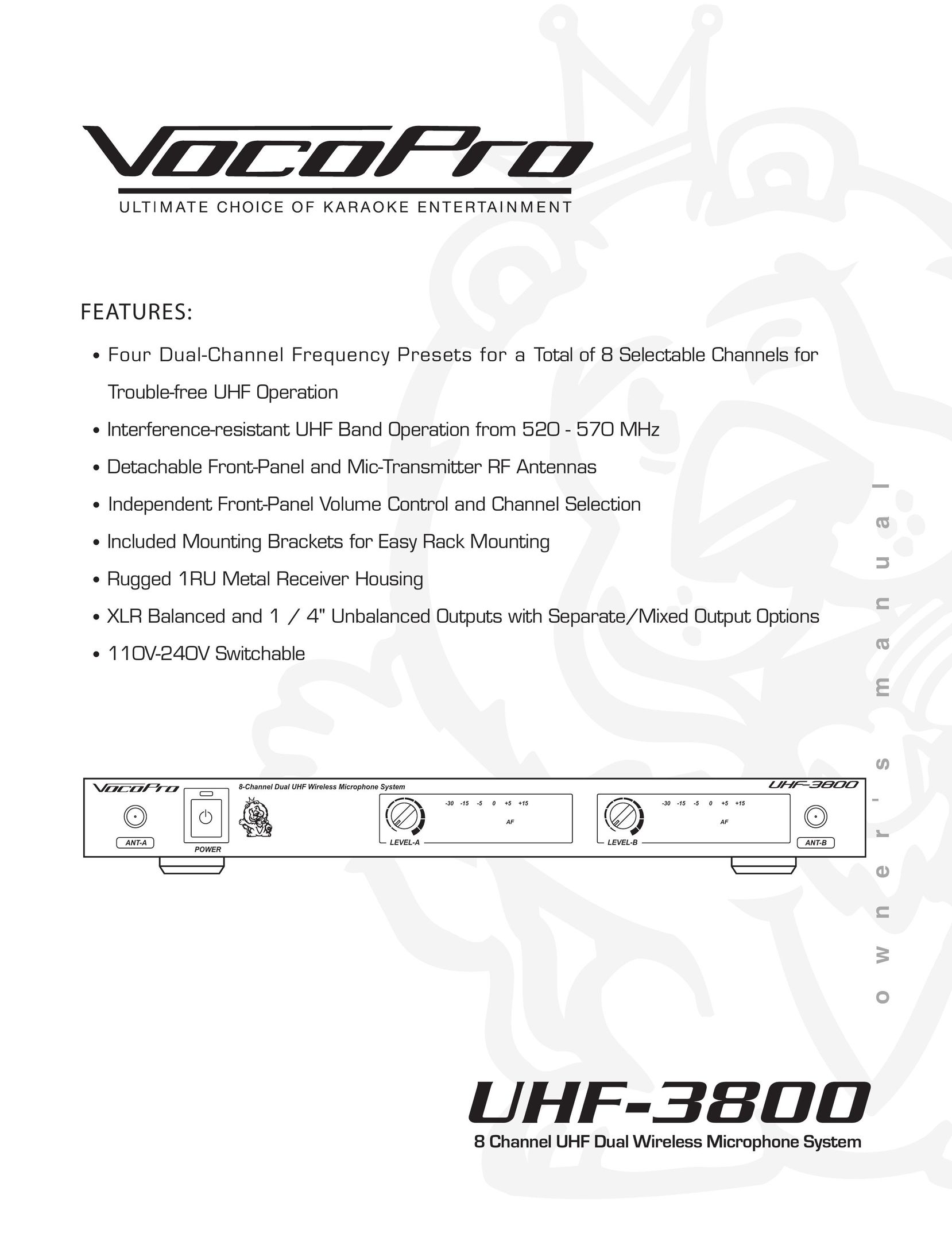 VocoPro UHF-3800 Headphones User Manual