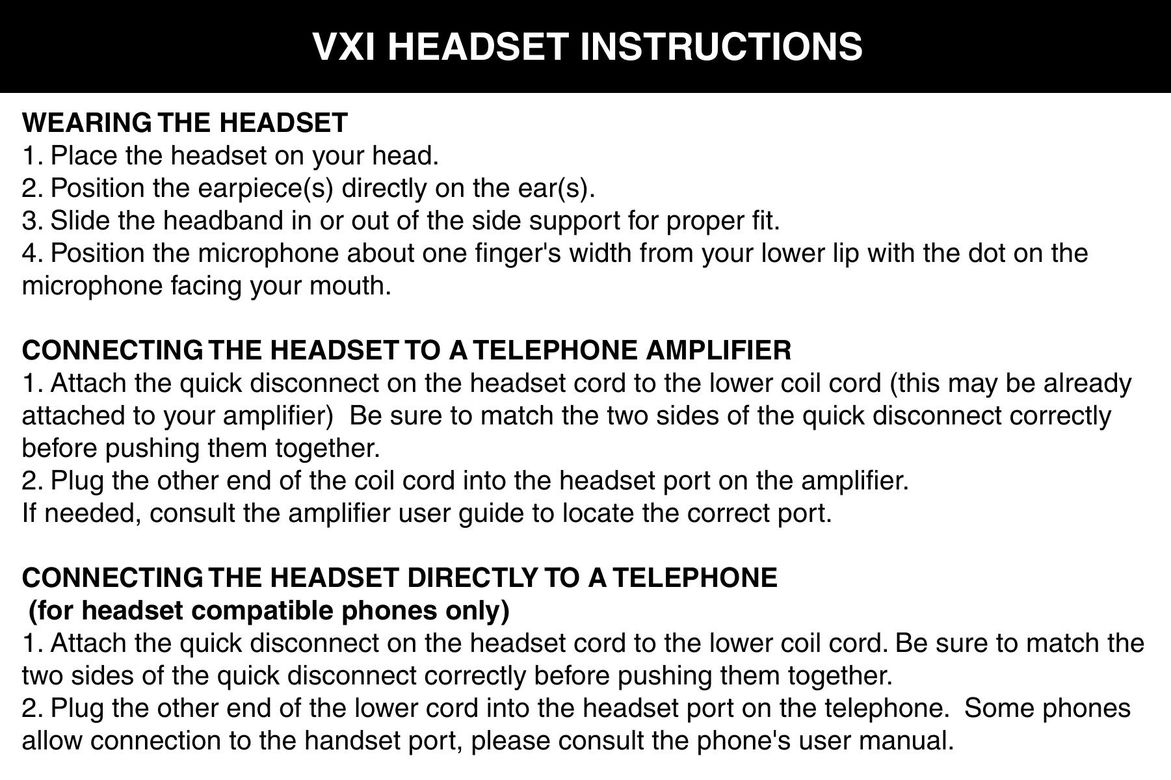 VXI 201403B Headphones User Manual
