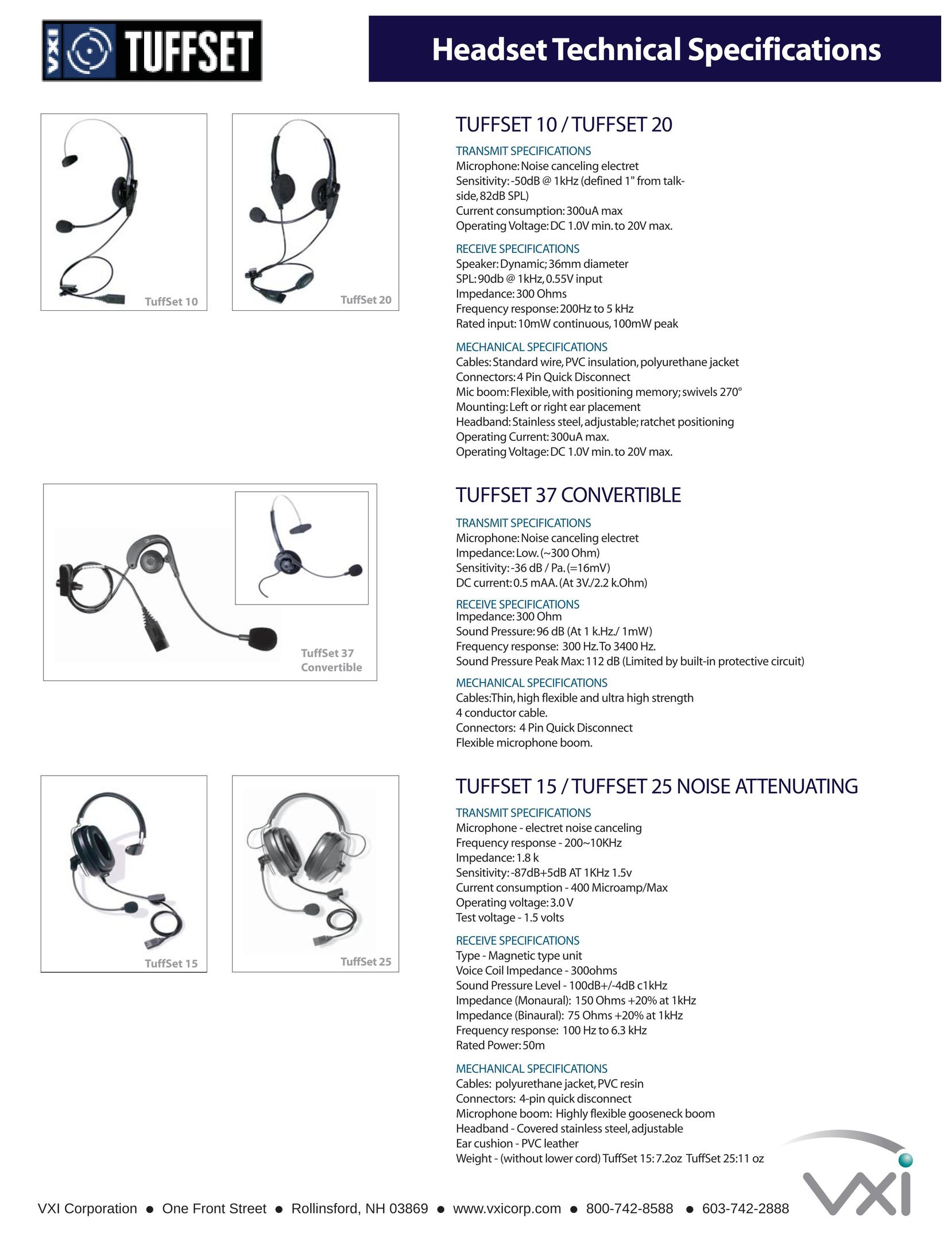 VXI TuffSet 15 Headphones User Manual