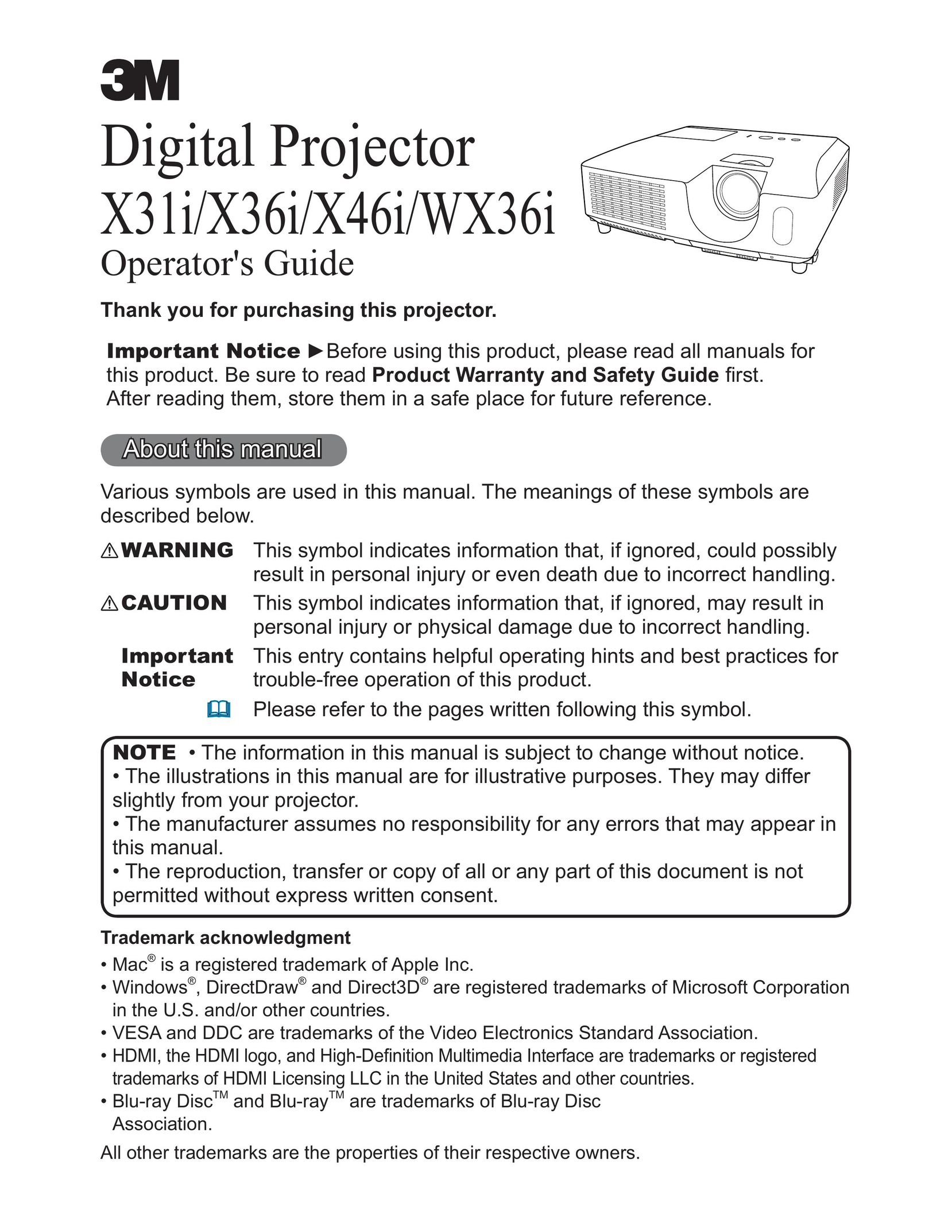 3M WX36i Home Theater System User Manual