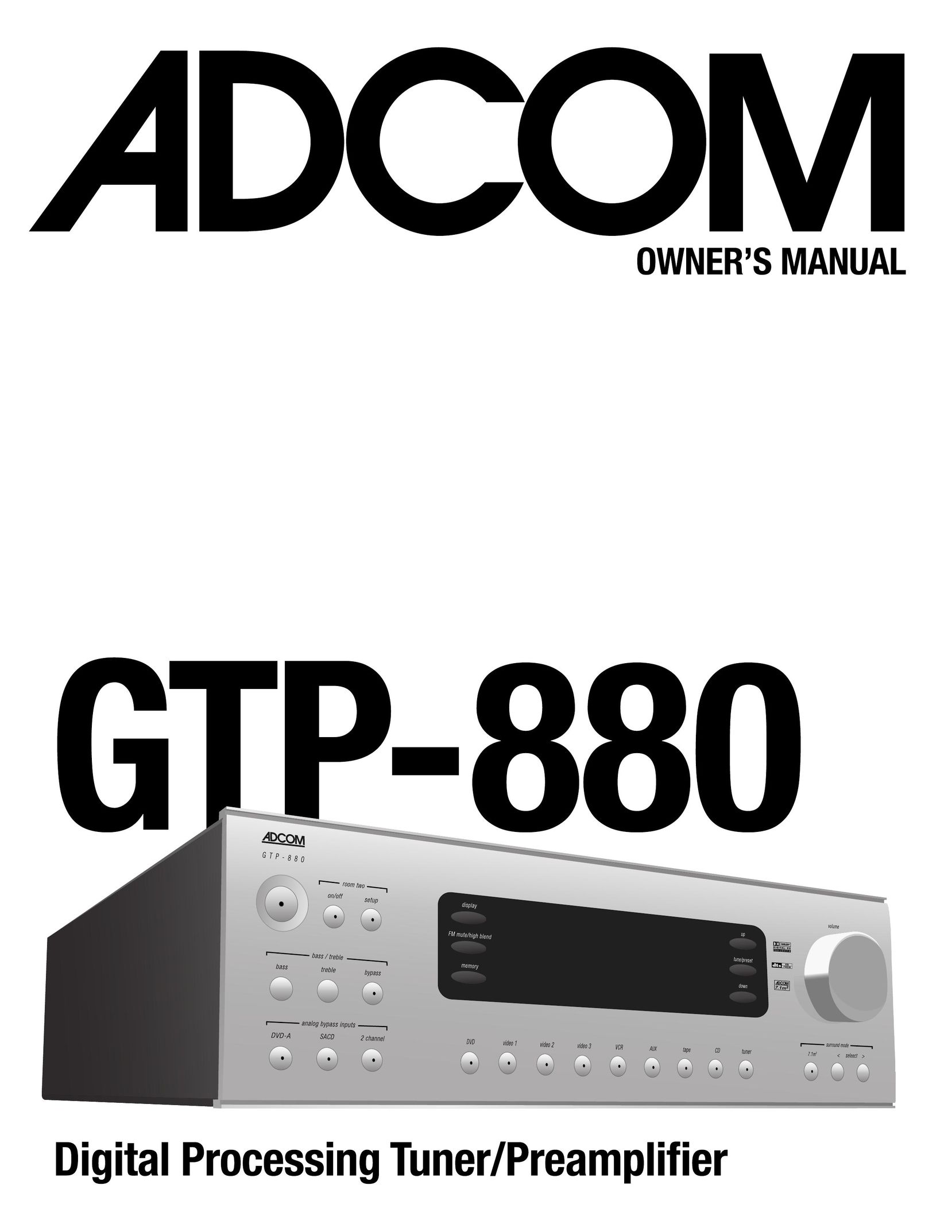 Adcom GTP-880 Home Theater System User Manual