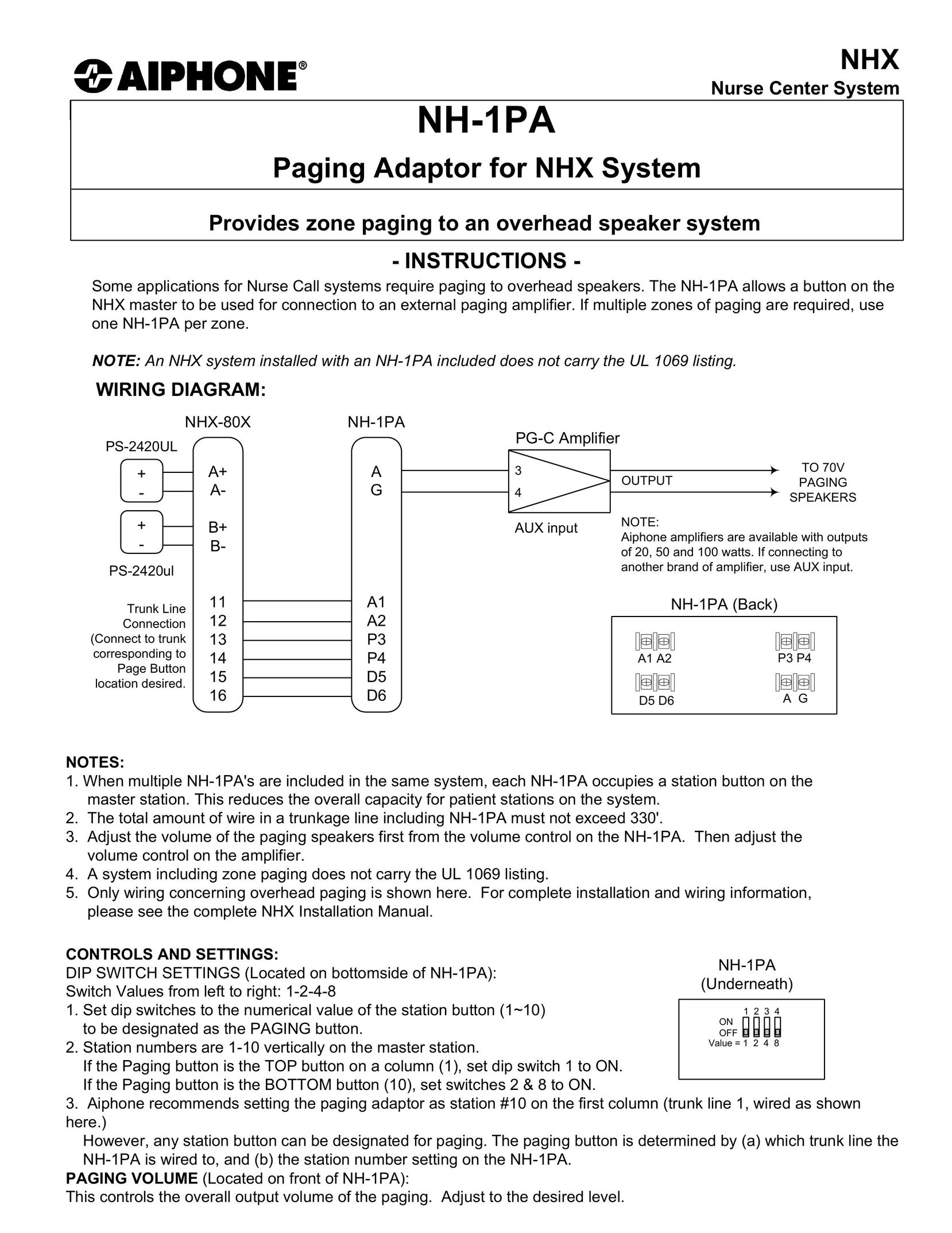 Aiphone NH-1PA Home Theater System User Manual
