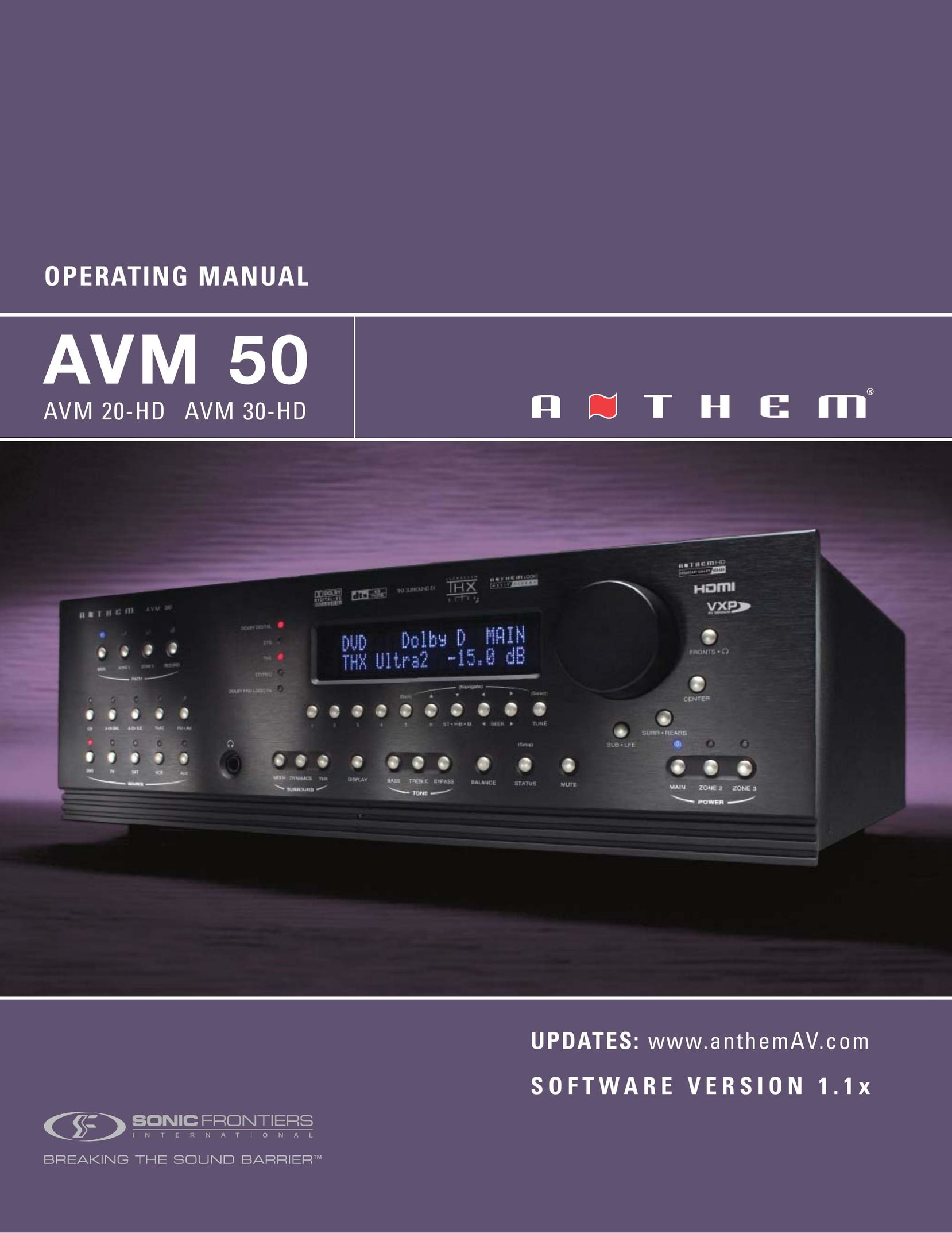 Anthem Audio AVM 20-HD Home Theater System User Manual