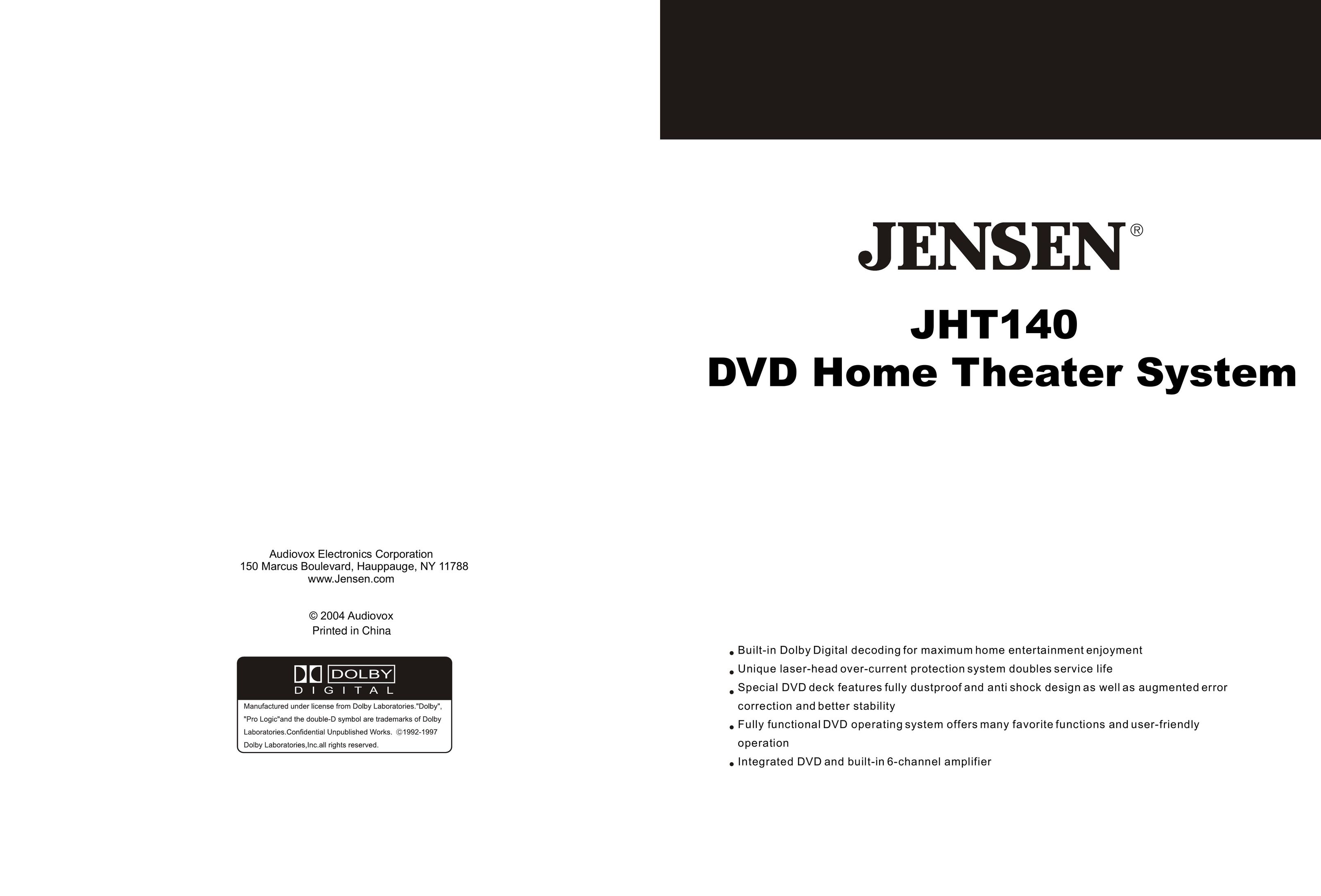 Audiovox JHT140 Home Theater System User Manual