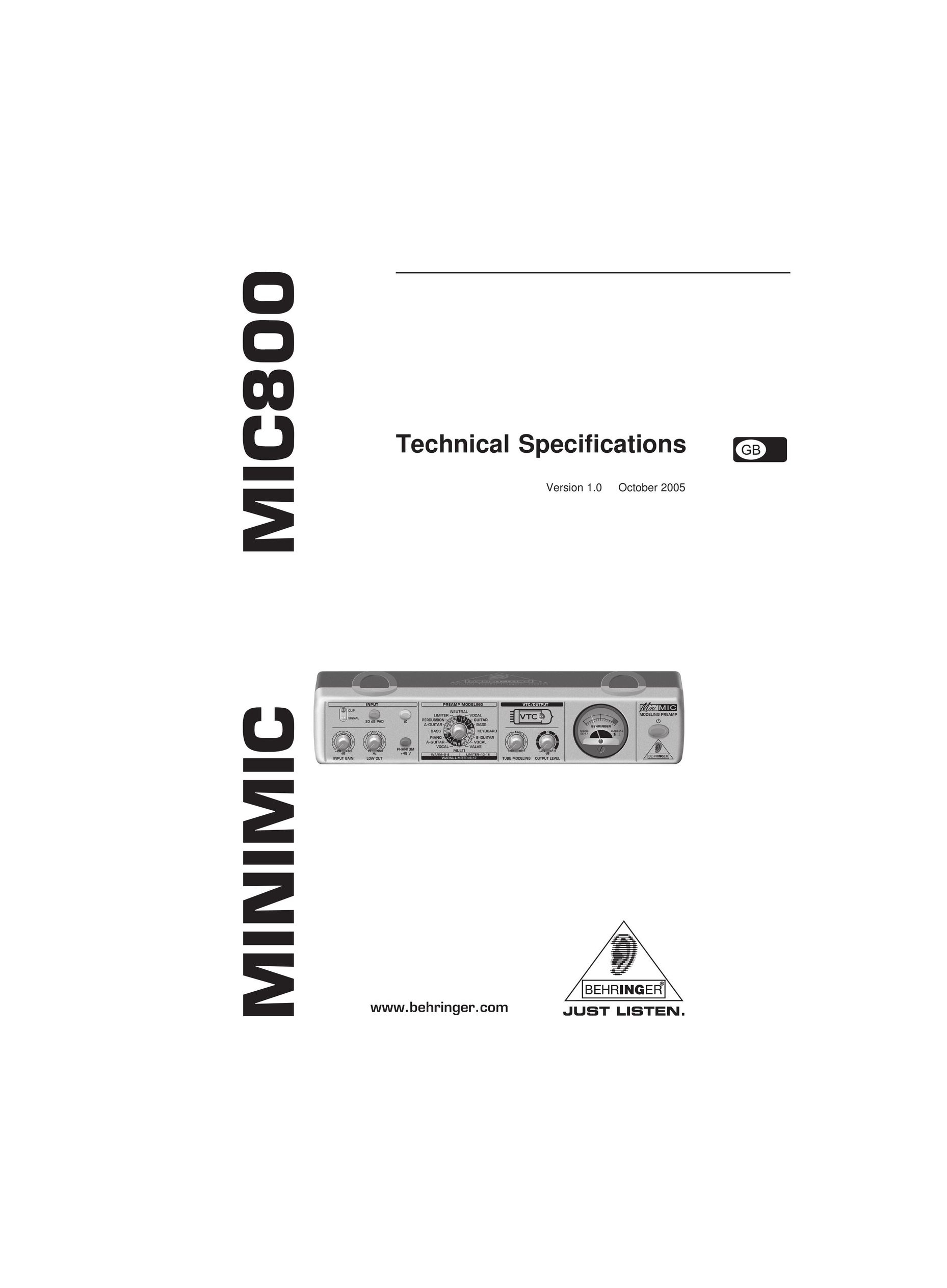 Behringer MIC800 Home Theater System User Manual