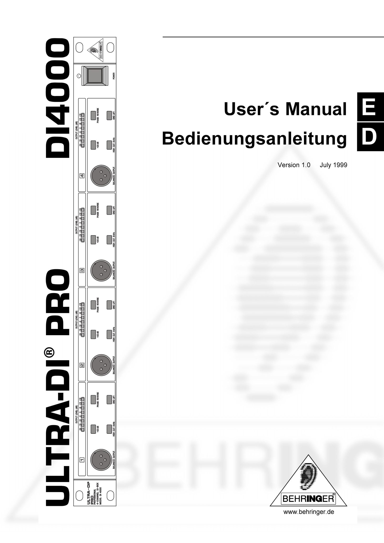 Behringer PRODI4000 Home Theater System User Manual