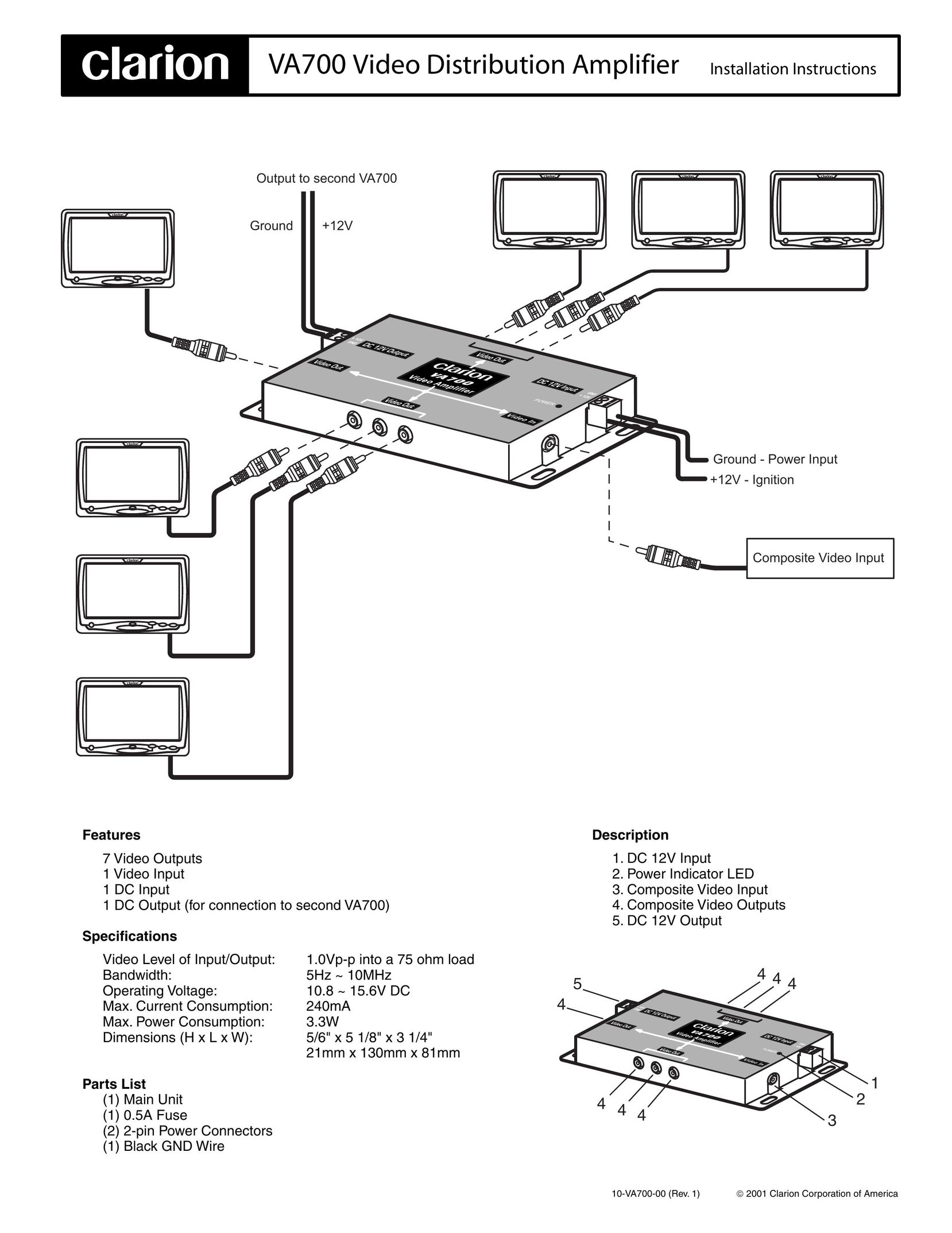 Clarion VA700 Home Theater System User Manual