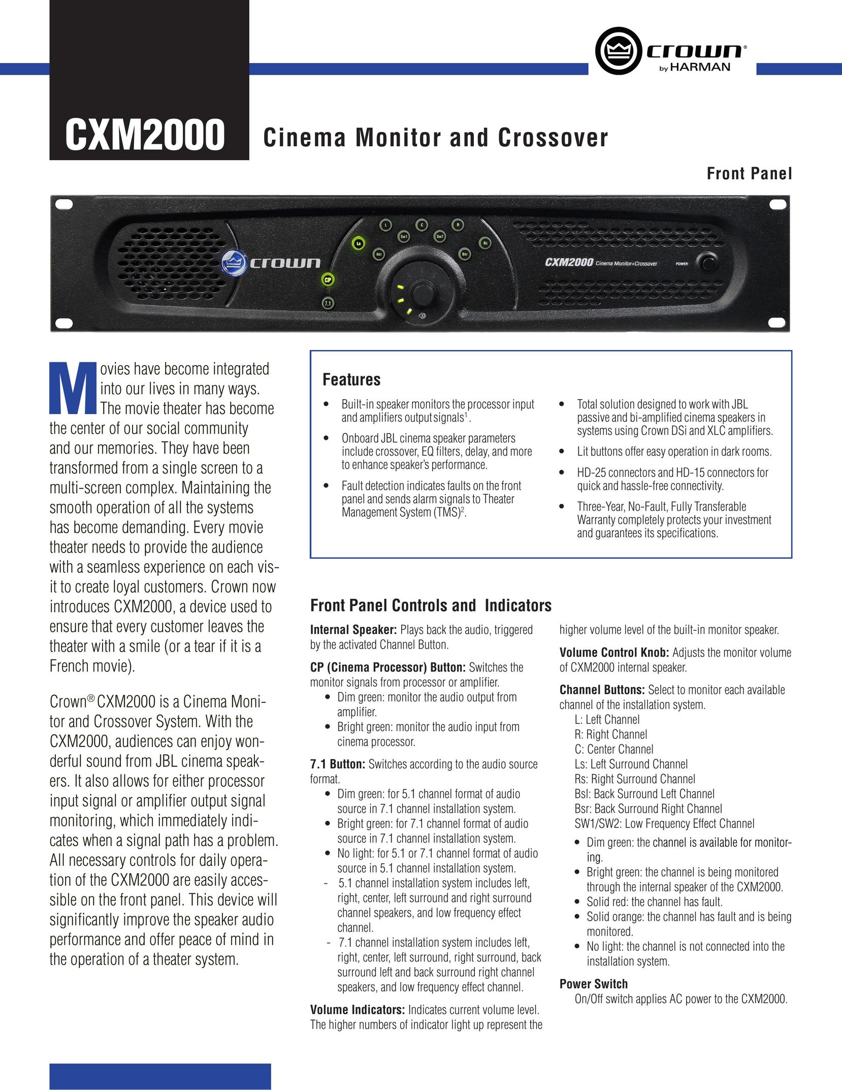 Crown CXM2000 Home Theater System User Manual