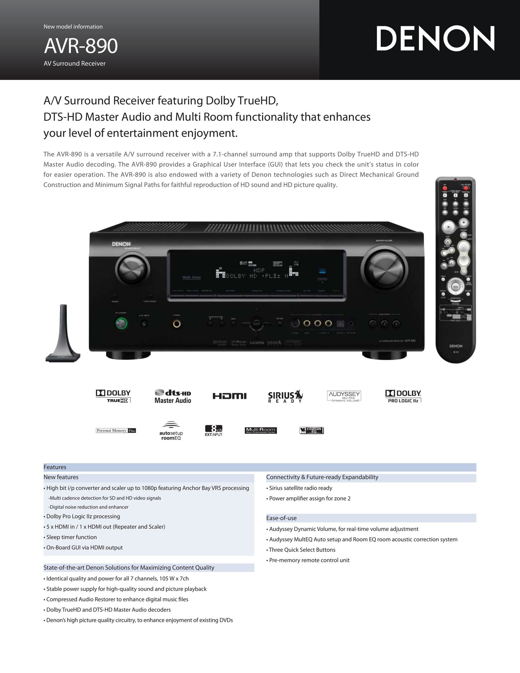 Denon AV Surround Receiver Home Theater System User Manual