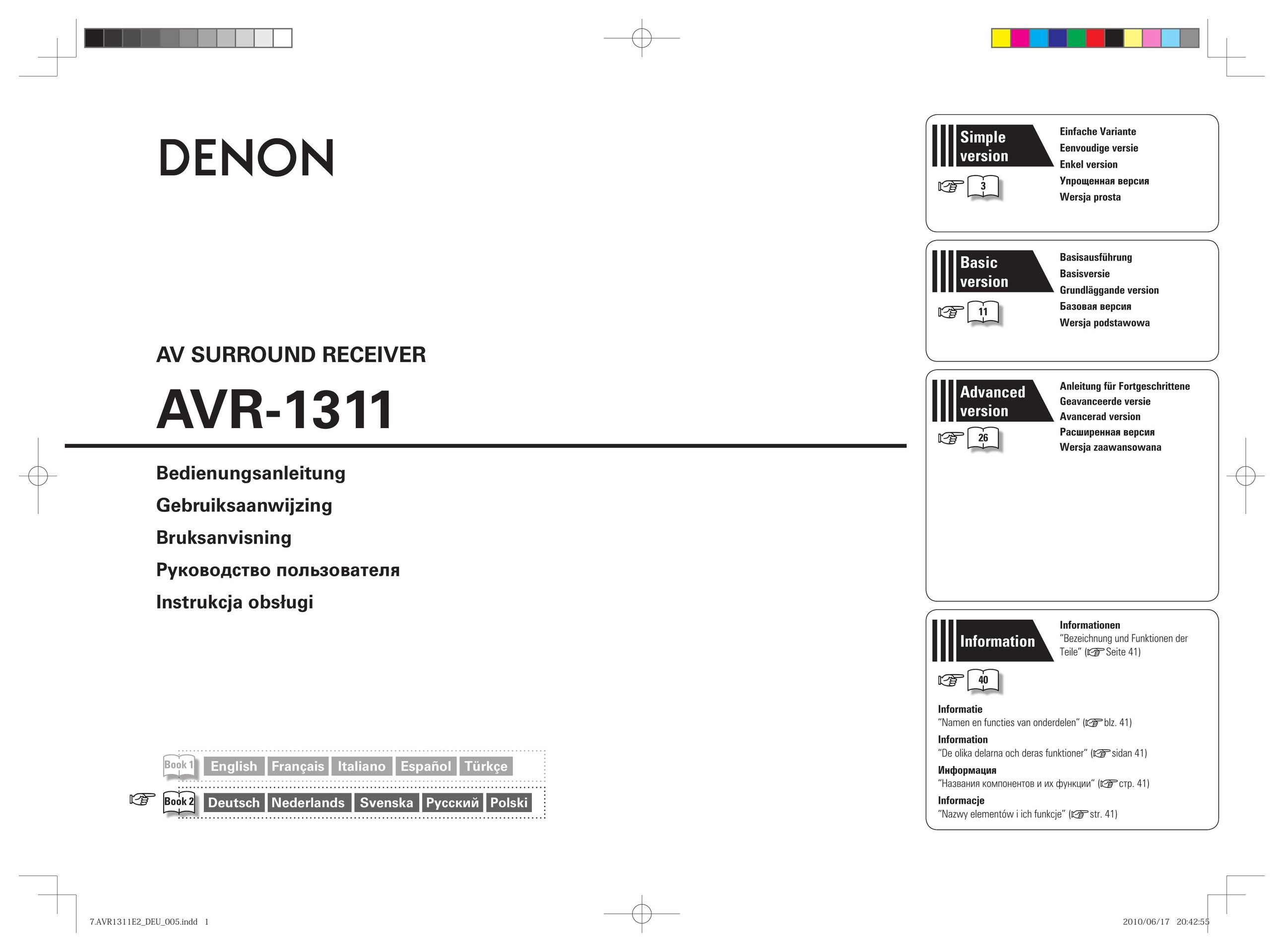 Denon AVR-1311 Home Theater System User Manual