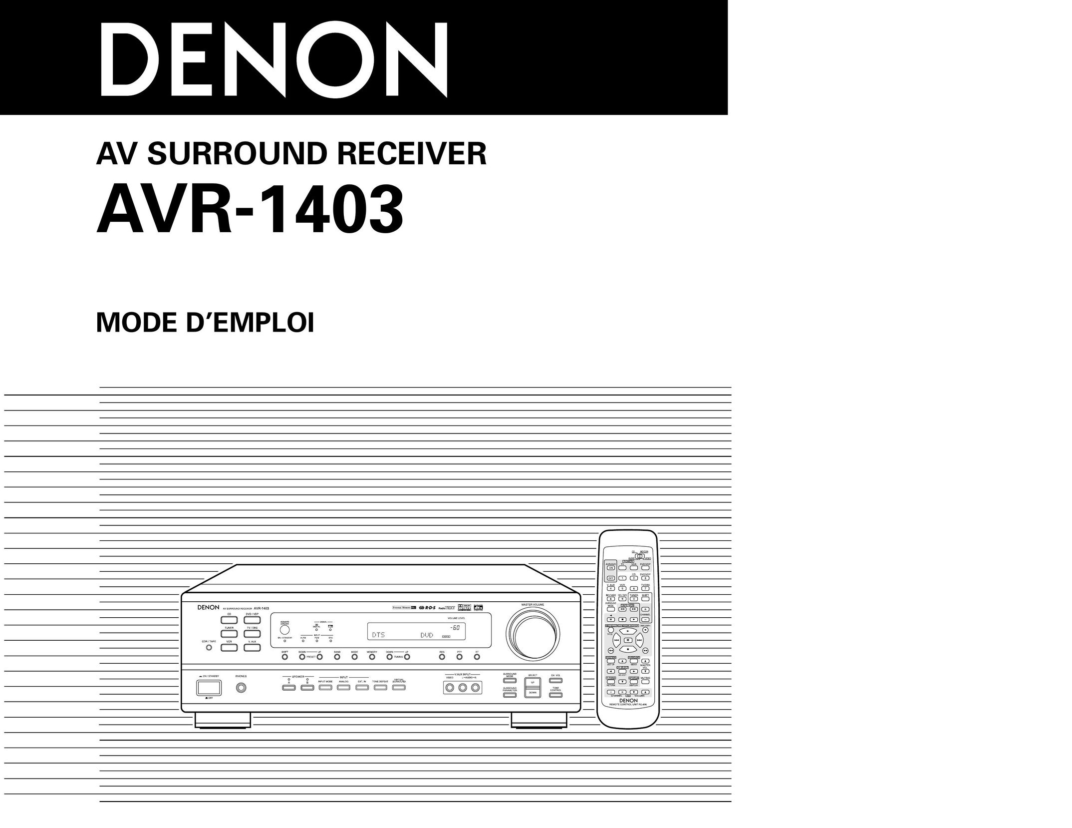 Denon AVR-1403 Home Theater System User Manual
