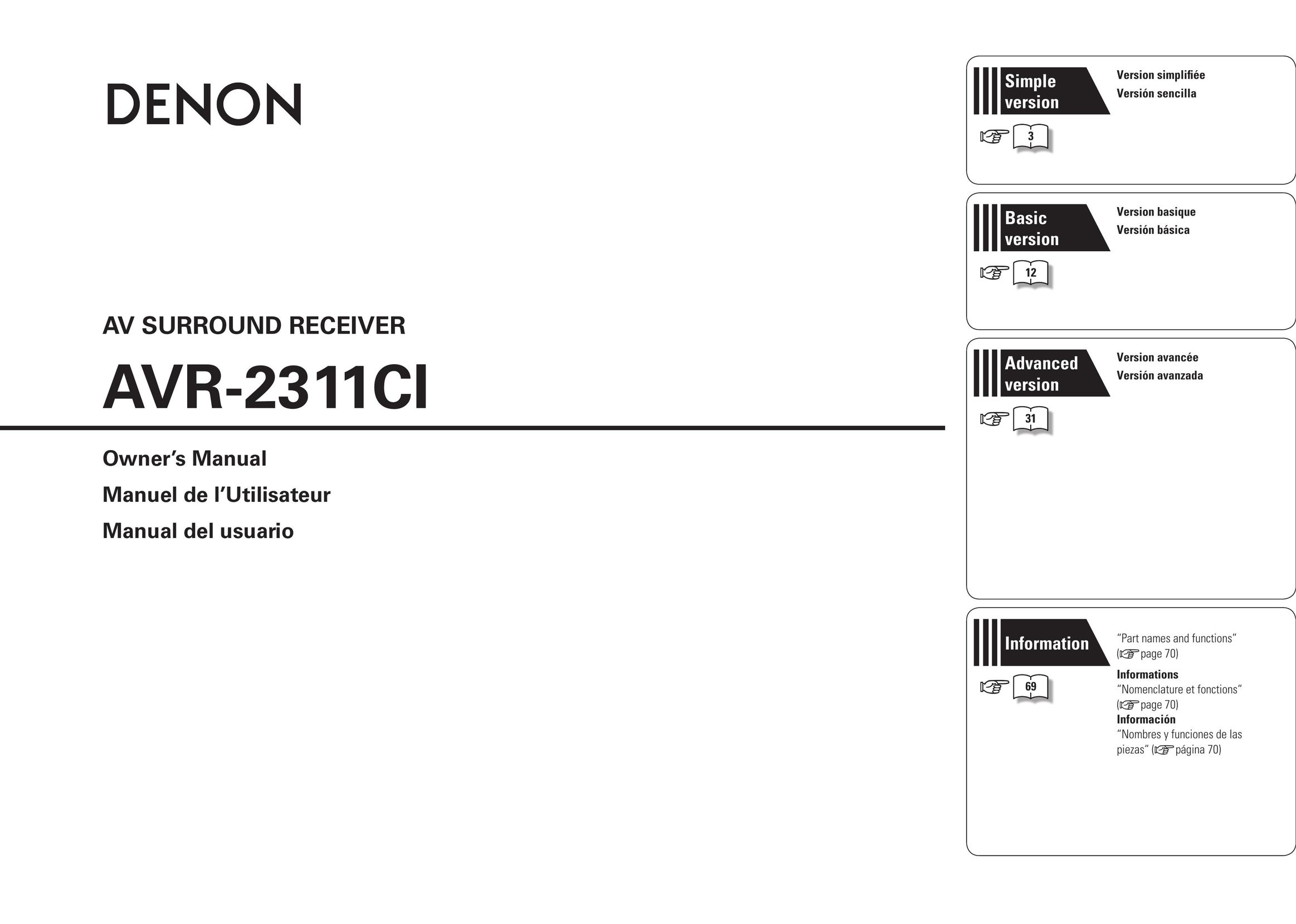 Denon AVR-2311CI Home Theater System User Manual