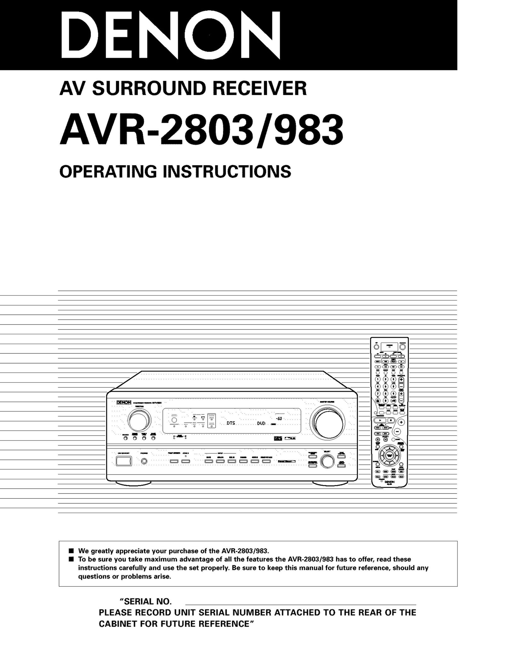 Denon AVR-2803/983 Home Theater System User Manual