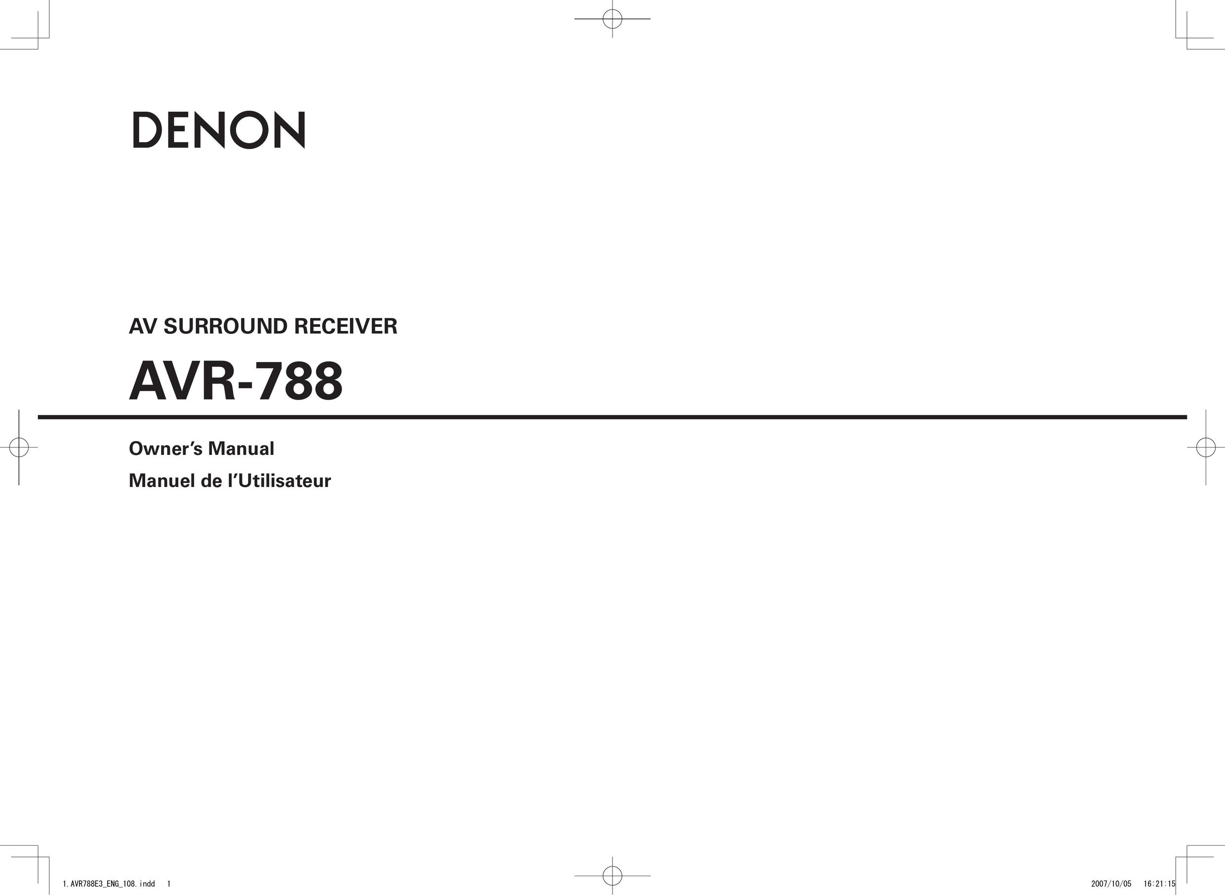 Denon AVR-788 Home Theater System User Manual