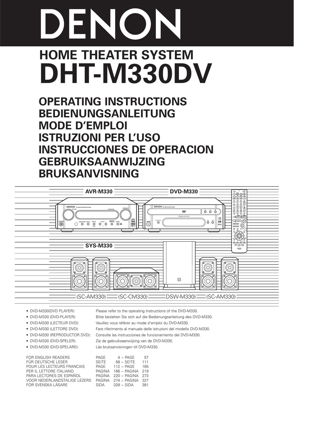 Denon DHT-M330DV Home Theater System User Manual