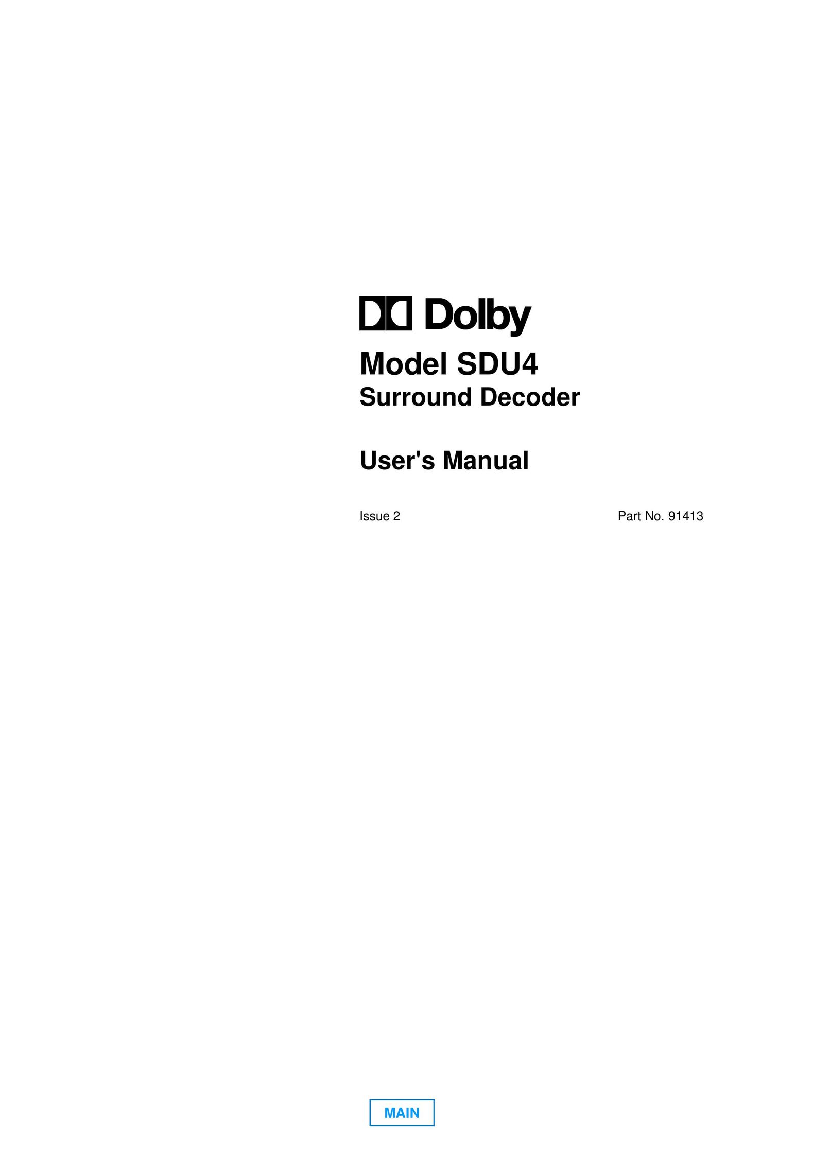 Dolby Laboratories SDU4 Home Theater System User Manual