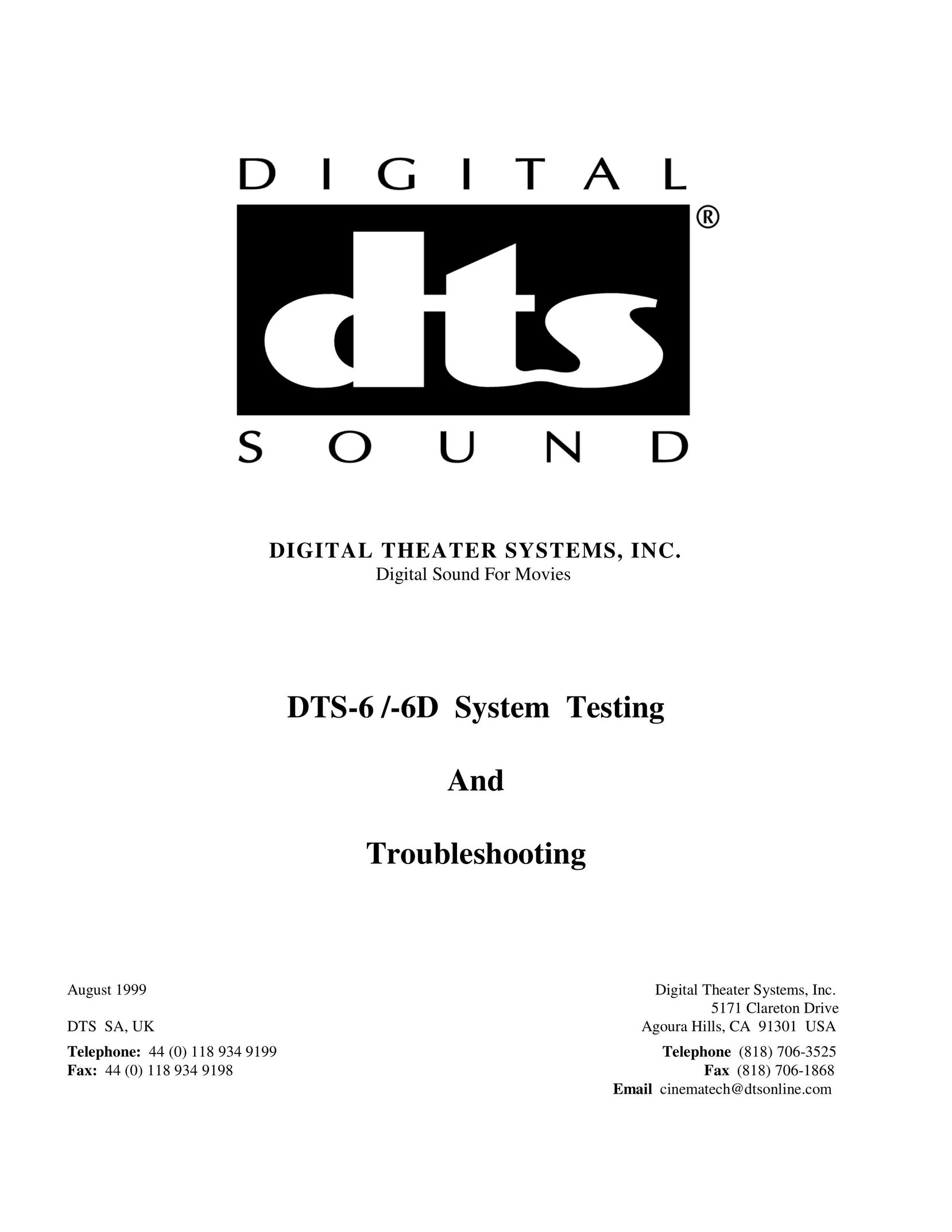 DTS DTS-6 Home Theater System User Manual