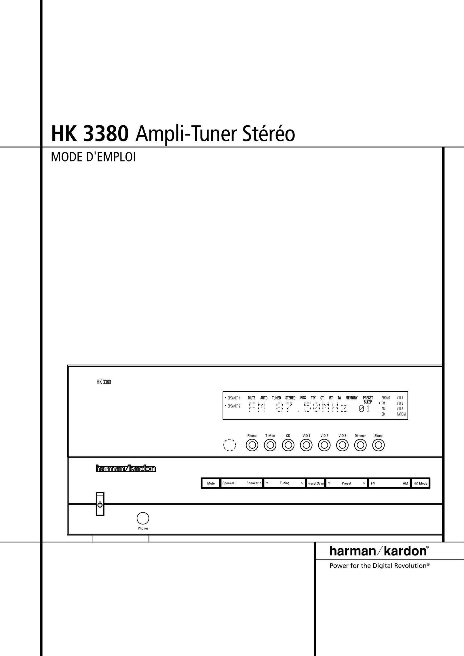 Harman-Kardon HK3380 Home Theater System User Manual