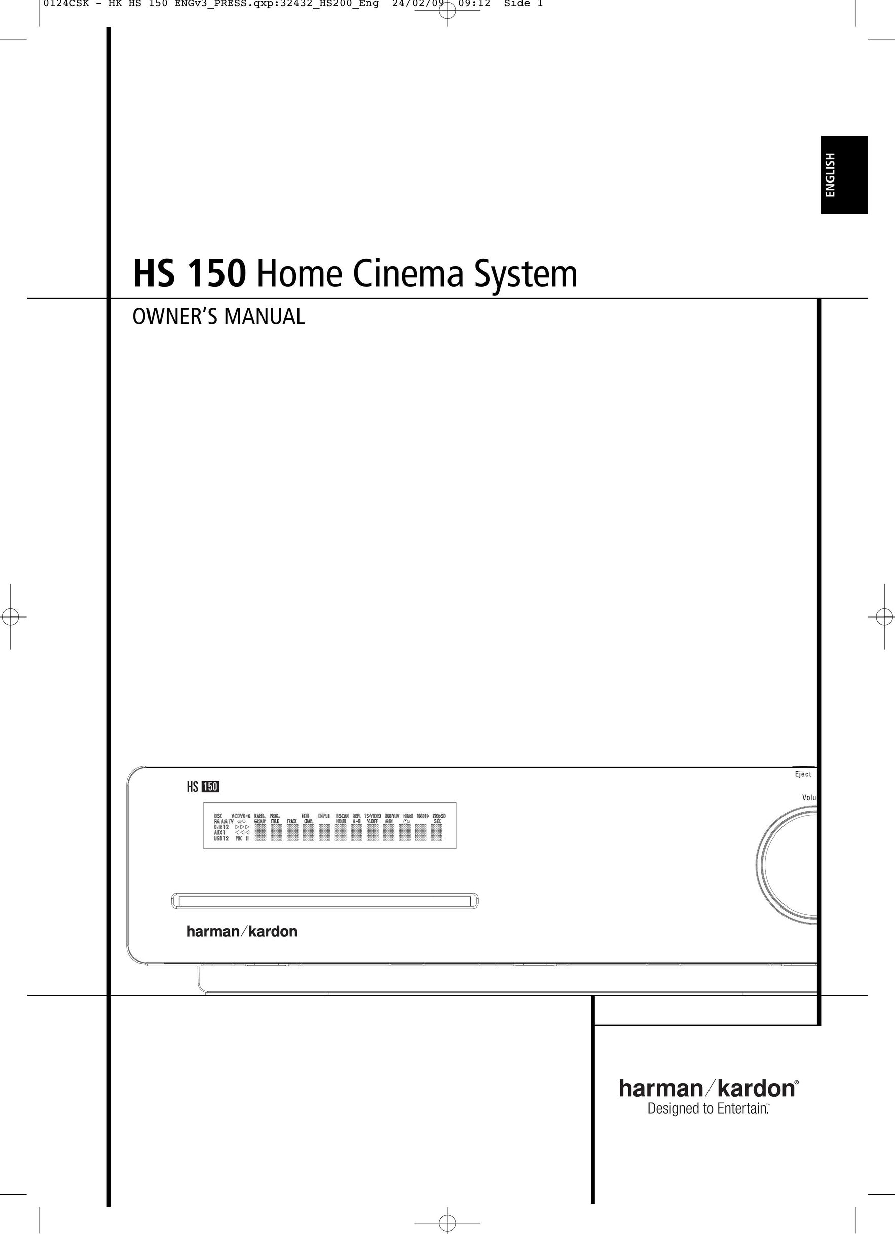 Harman-Kardon HS 150 Home Theater System User Manual
