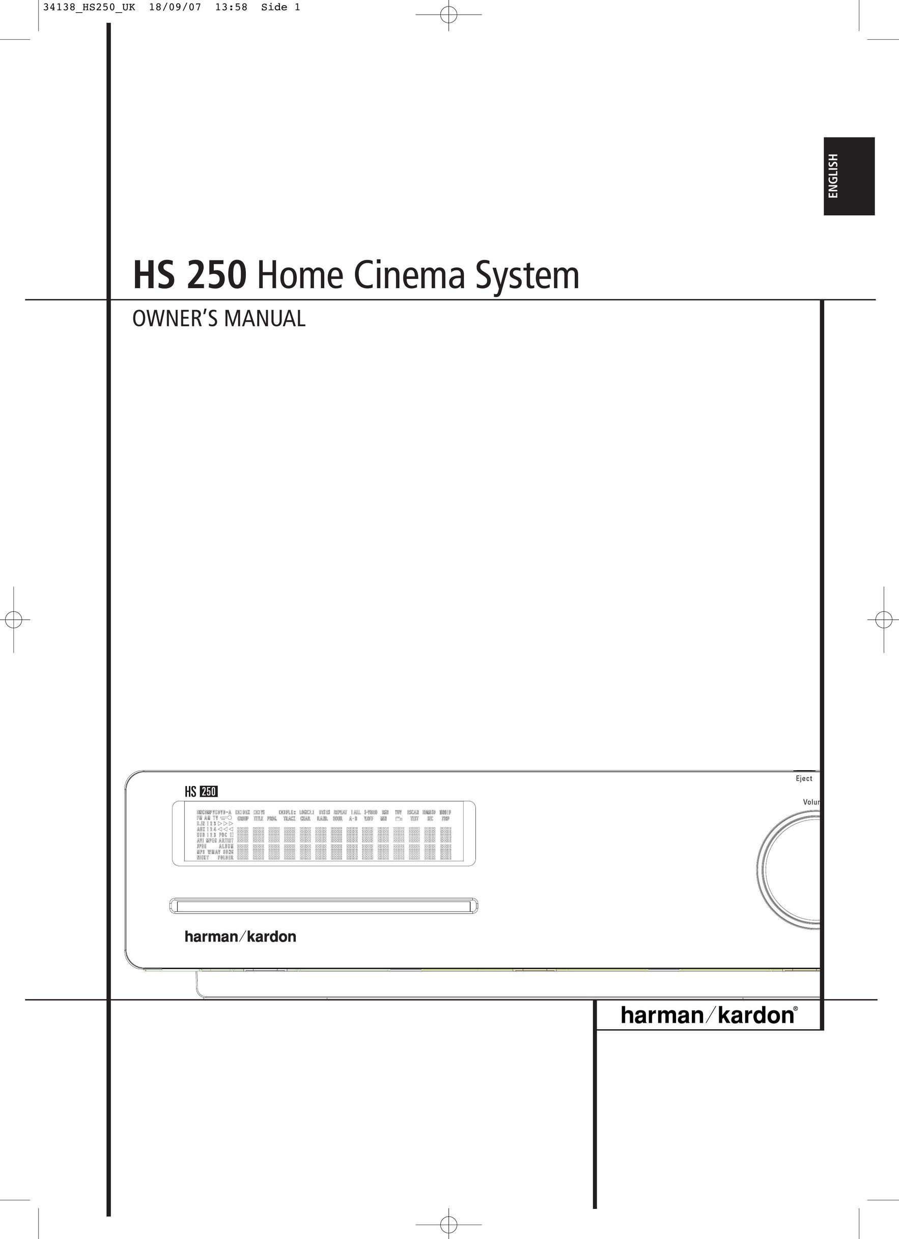 Harman-Kardon HS 250 Home Theater System User Manual