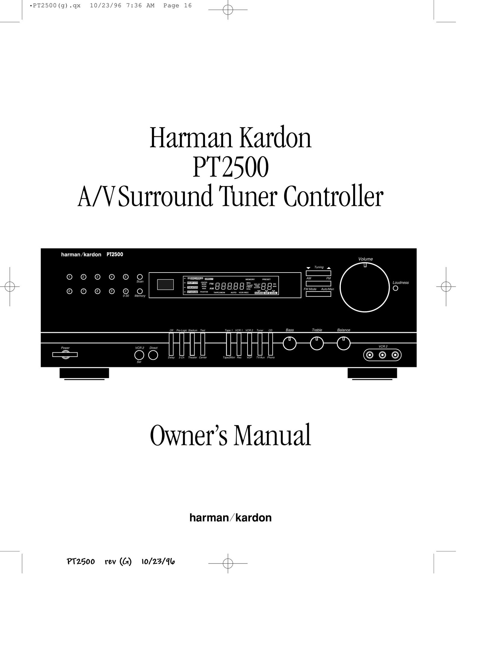 Harman-Kardon PT2500 Home Theater System User Manual