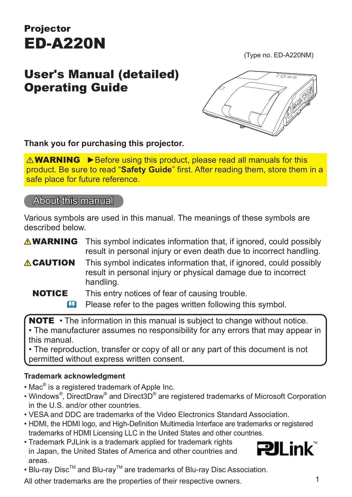 Hitachi ED-A220N Home Theater System User Manual