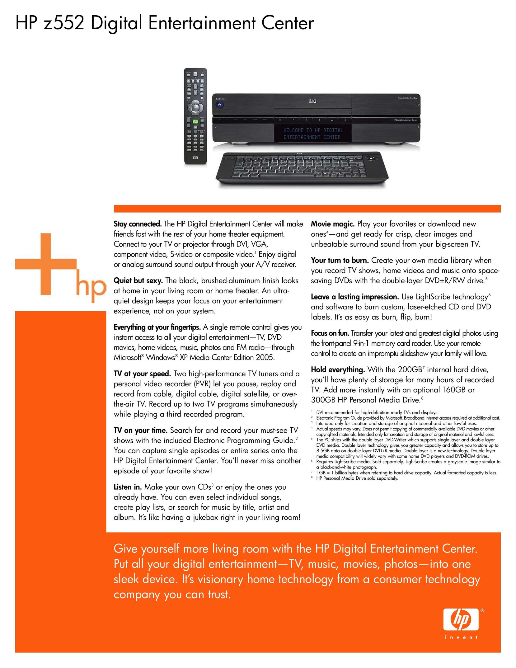 HP (Hewlett-Packard) z552 Home Theater System User Manual