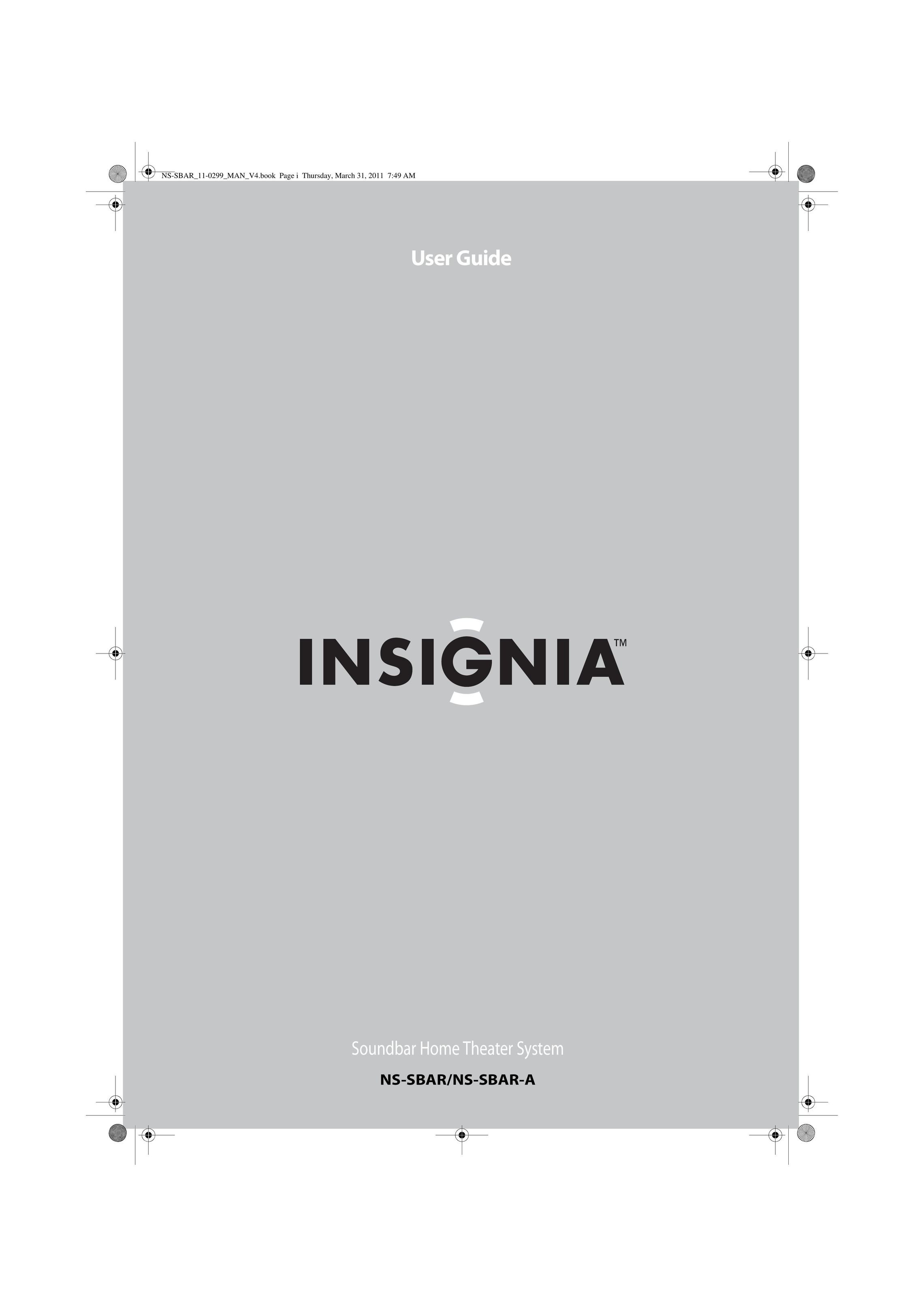 Insignia NS-SBAR Home Theater System User Manual